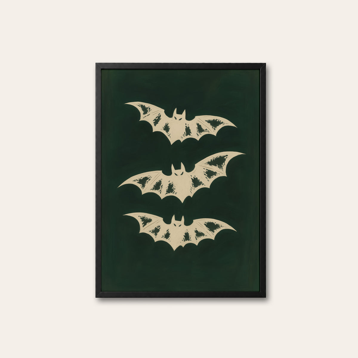 Night Shift - Three Bats Print - black frame