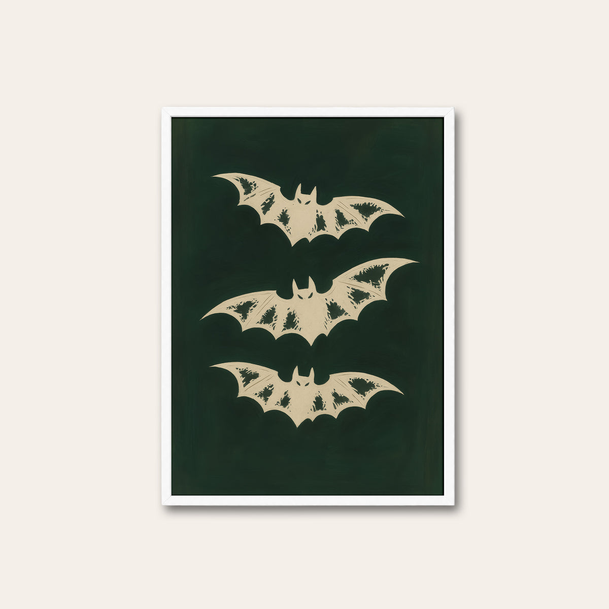 Night Shift - Three Bats Print - white frame
