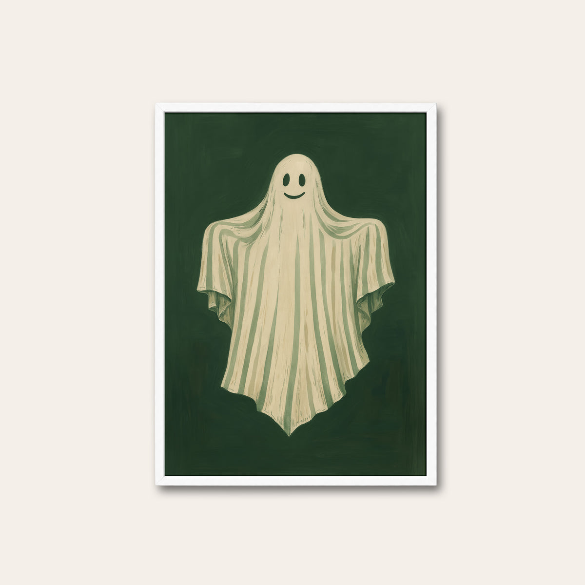 Friendly Haunting - Smiling Ghost Print - white frame