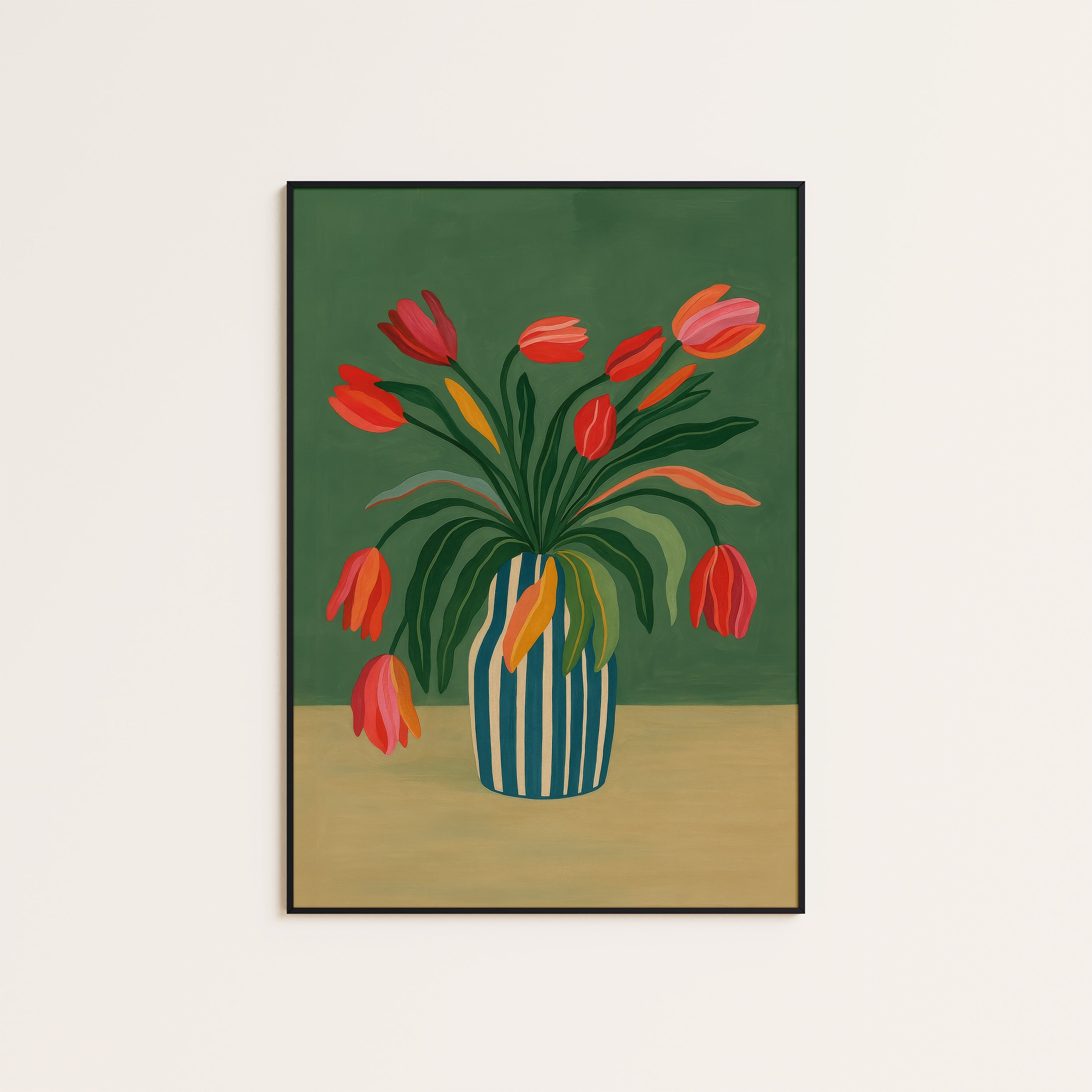 Tulip Riot — Striped Vase Print – unframed poster