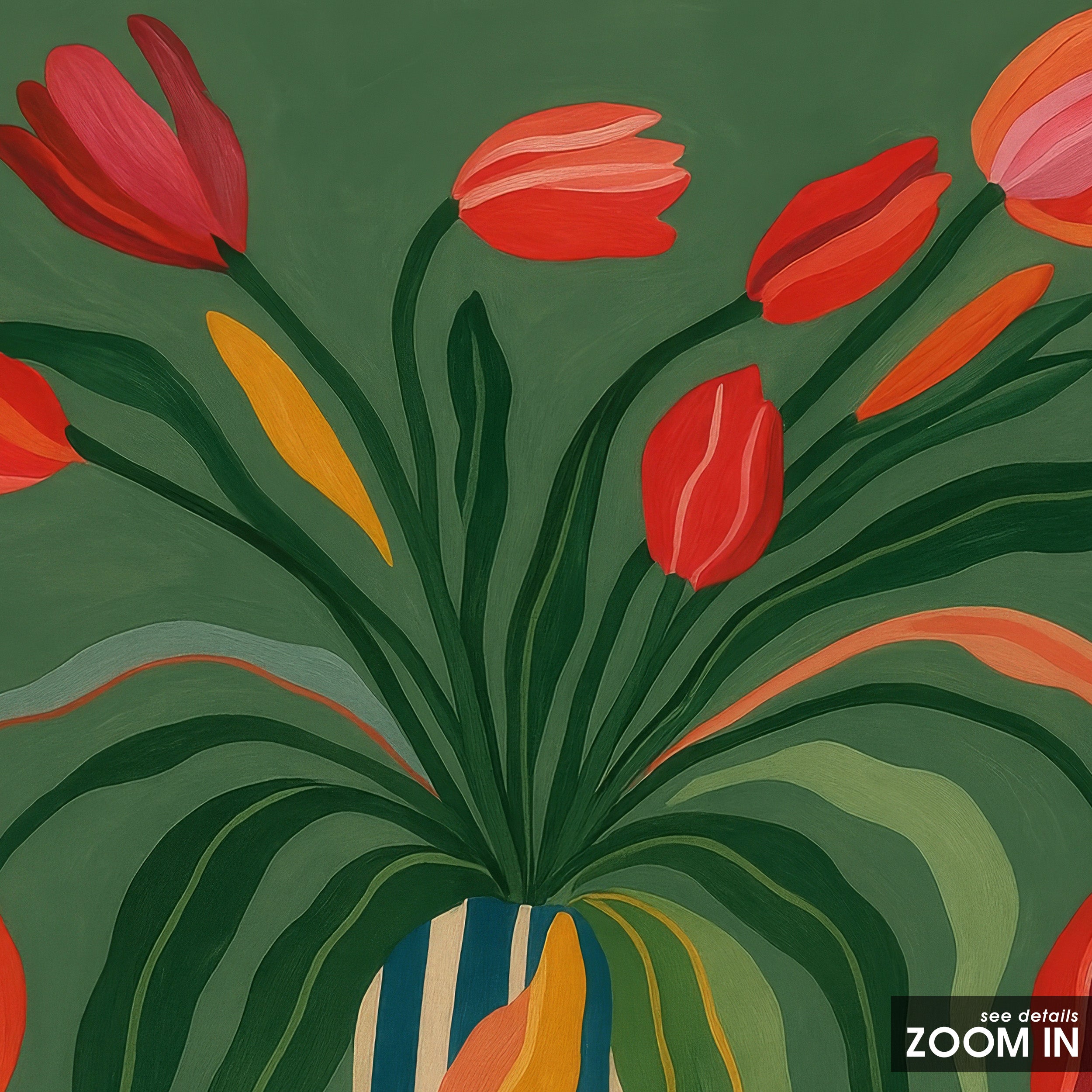 Tulip Riot — Striped Vase Print – in room setting