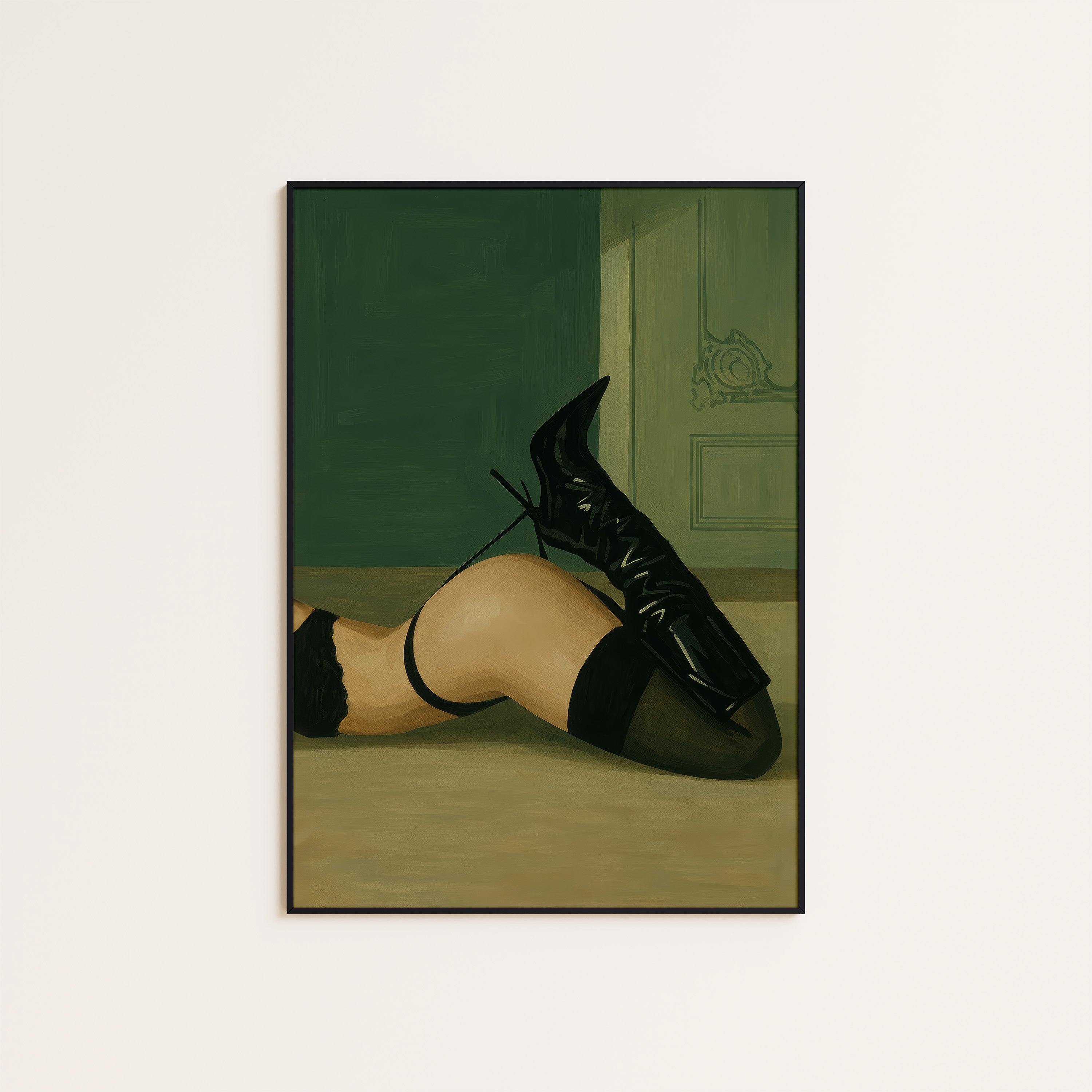 Patent & Lace — Boudoir Boots Print – unframed poster