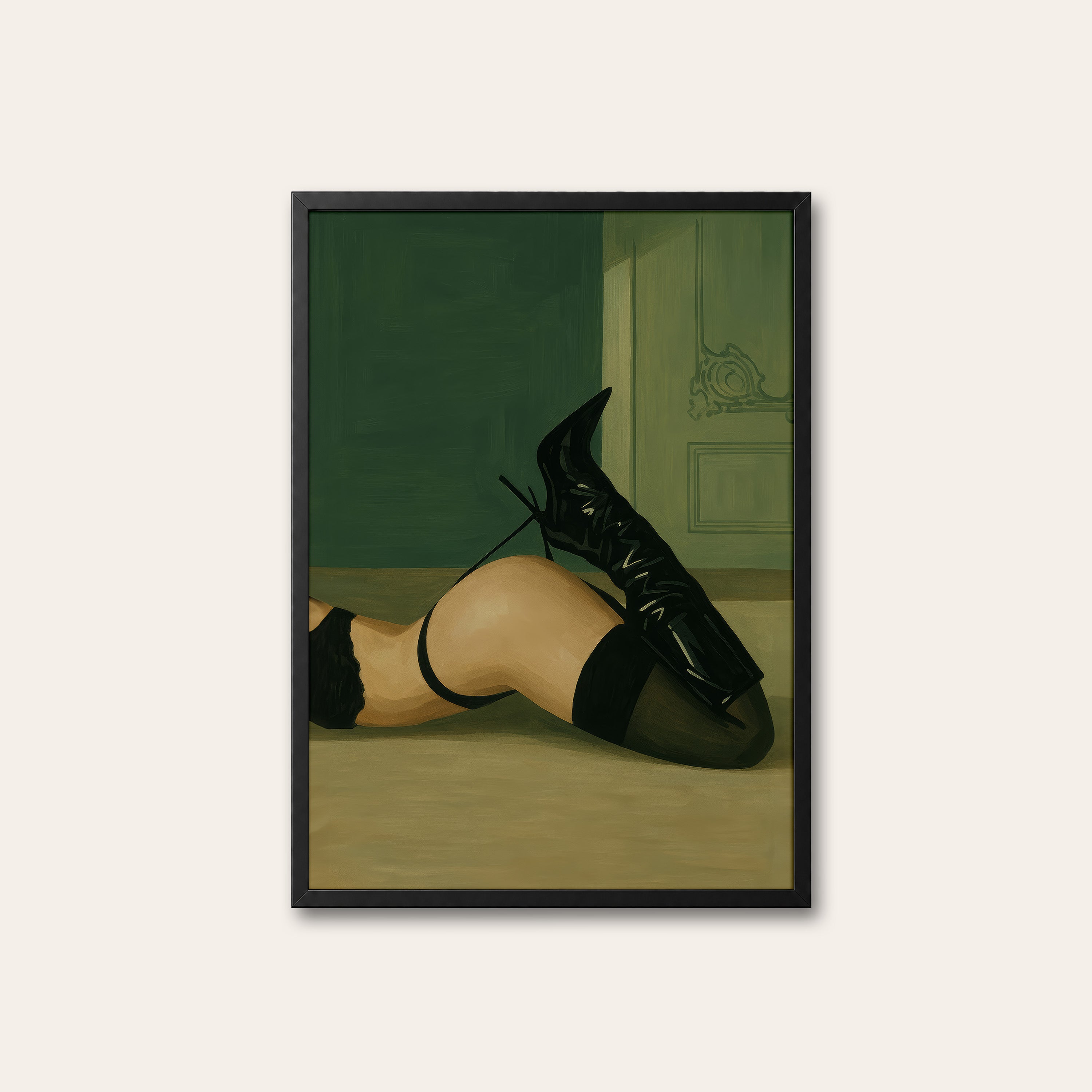 Patent & Lace — Boudoir Boots Print – black frame