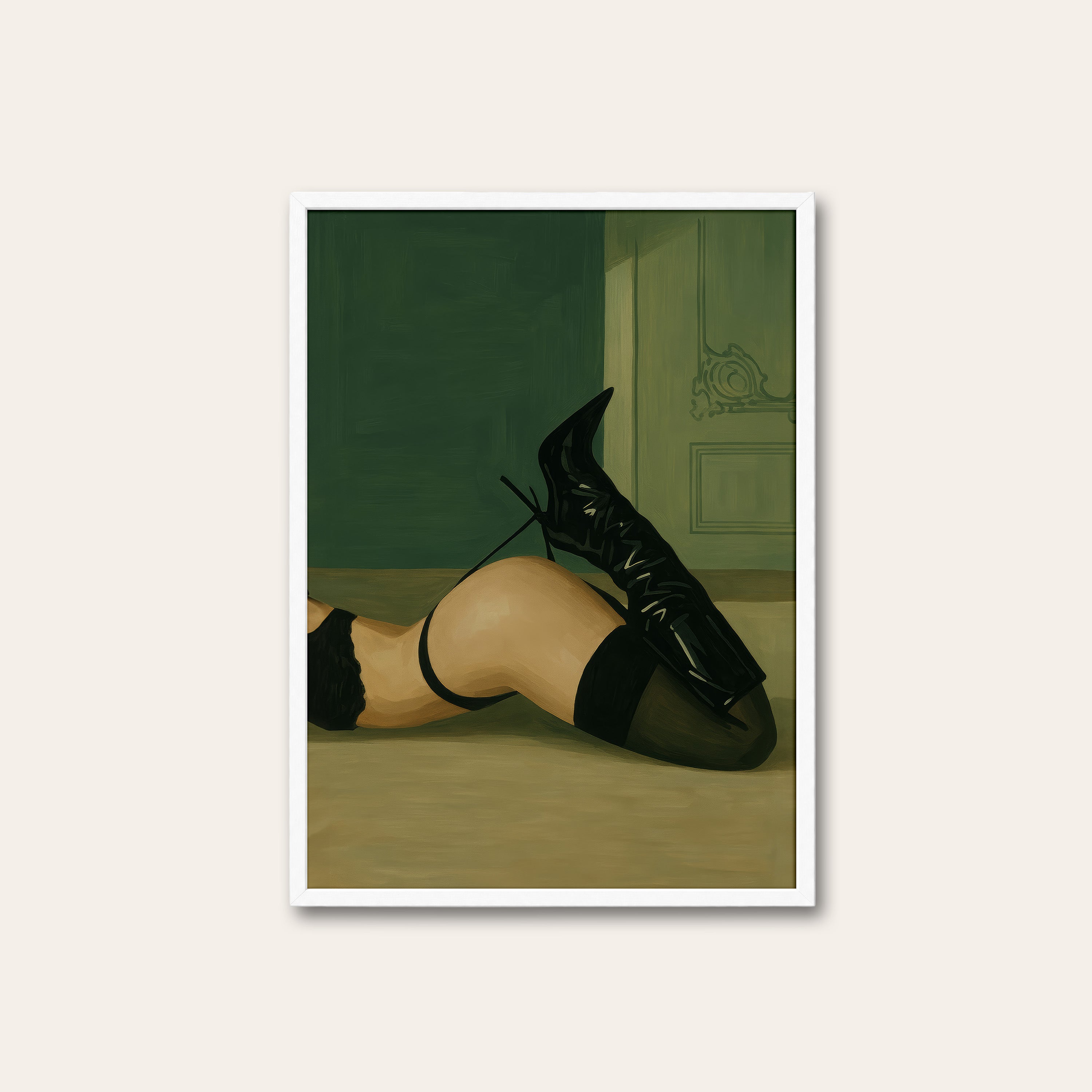 Patent & Lace — Boudoir Boots Print – white frame