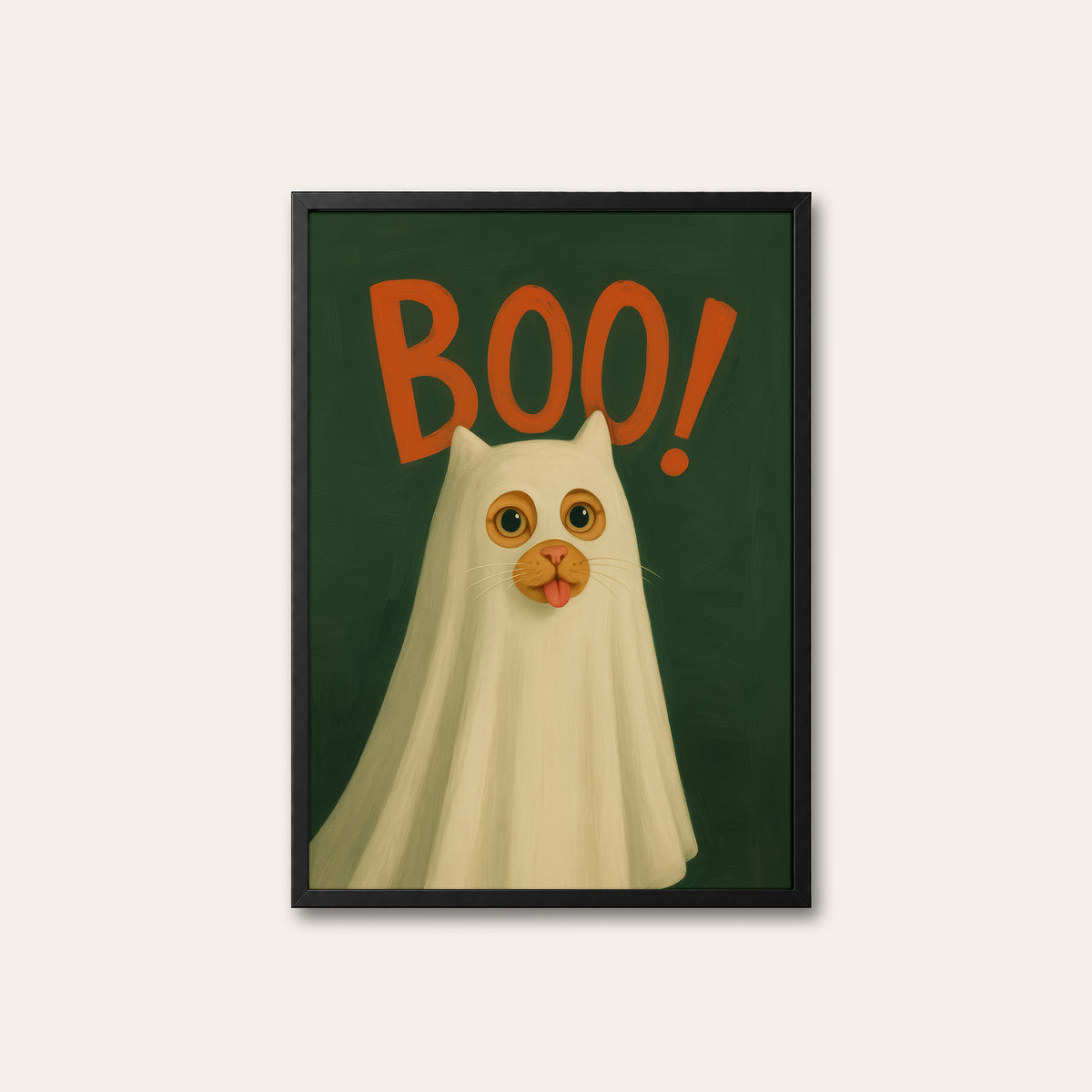 Boo! - Costume Cat Print - black frame