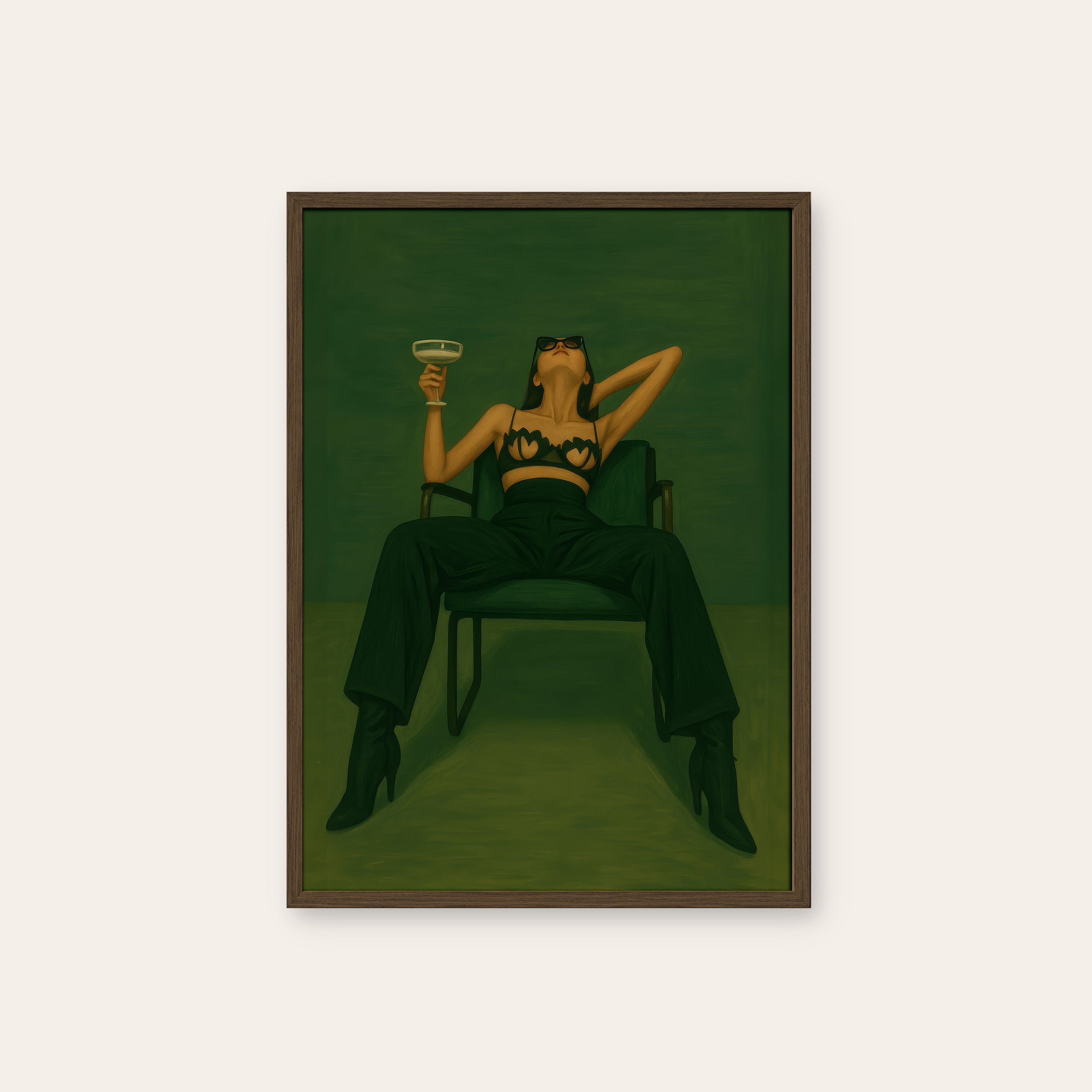 After Hours — Lounge Portrait Print – dark wood frame