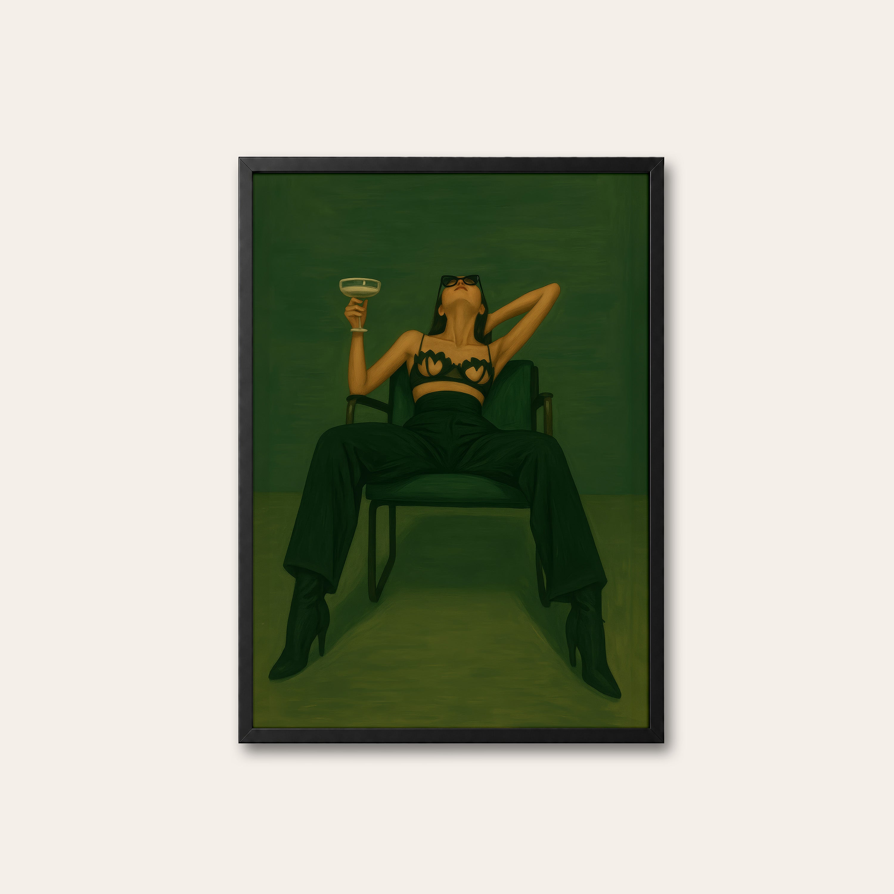 After Hours — Lounge Portrait Print – black frame