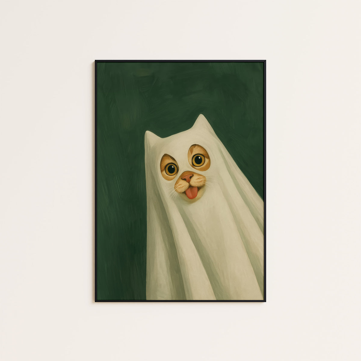 Incognito Cat - Ghost Costume Print - framed artwork overview
