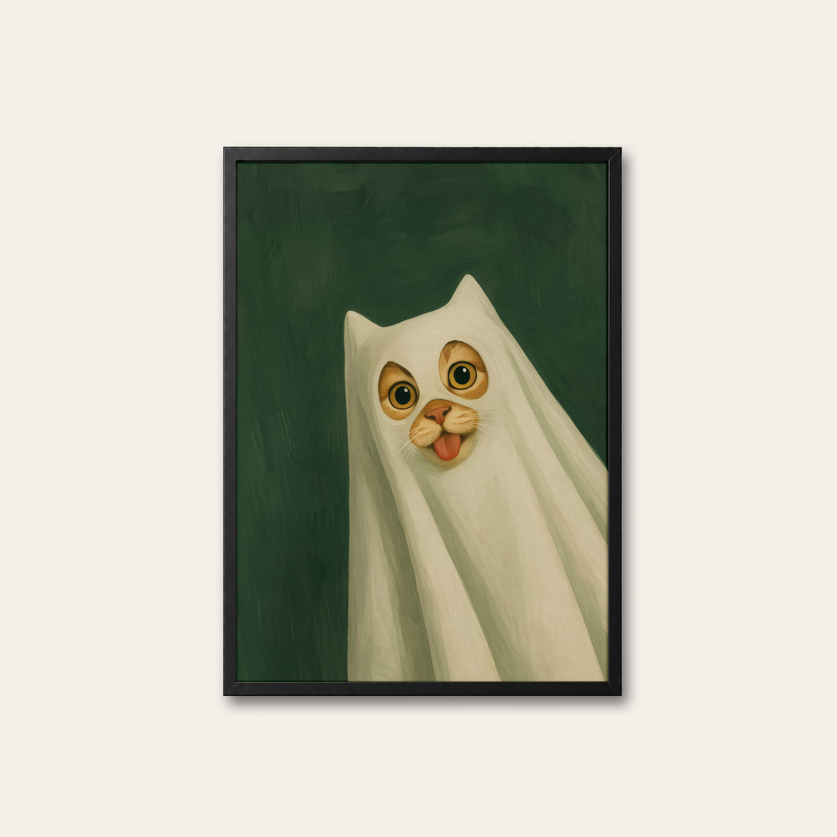 Incognito Cat - Ghost Costume Print - black frame