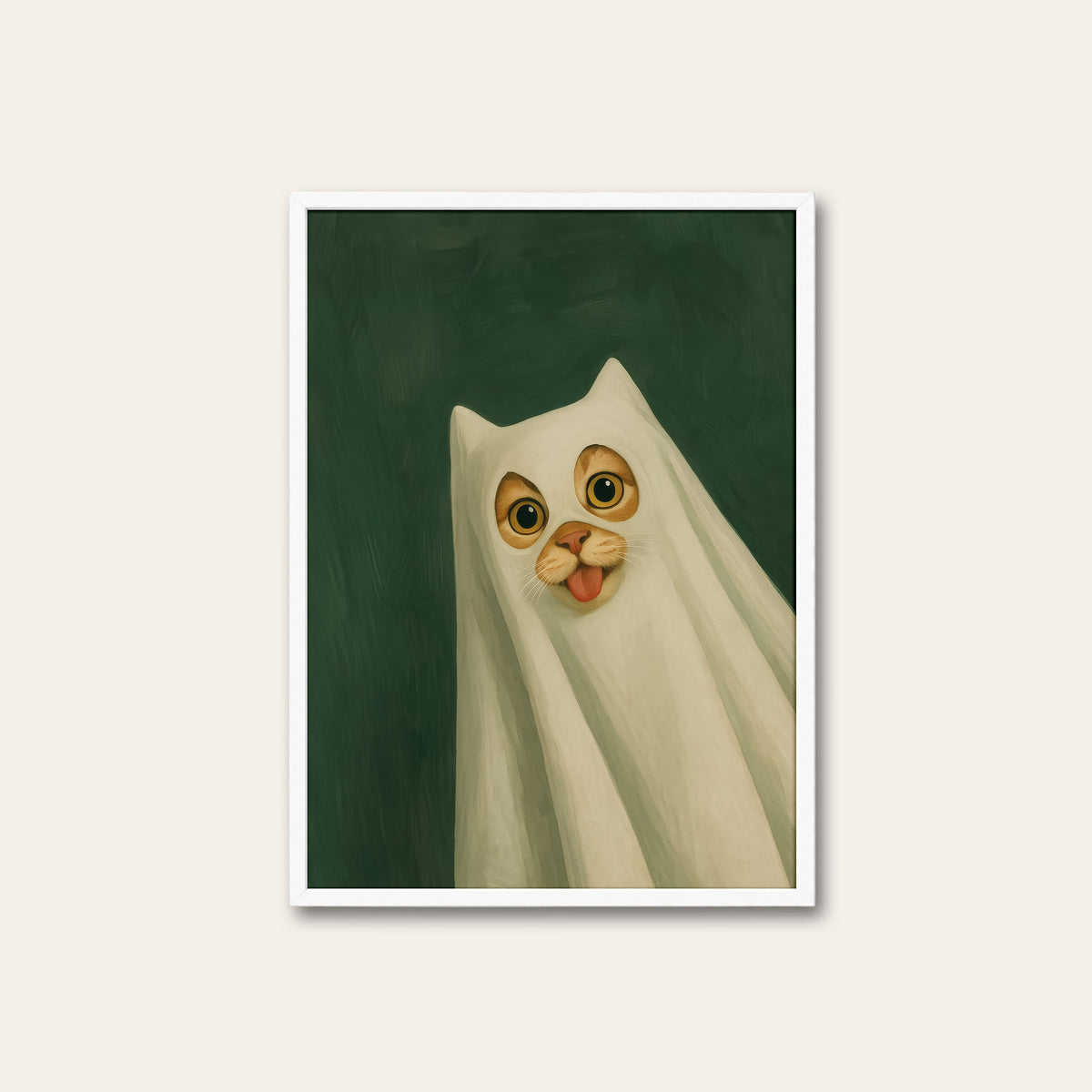 Incognito Cat - Ghost Costume Print - white frame
