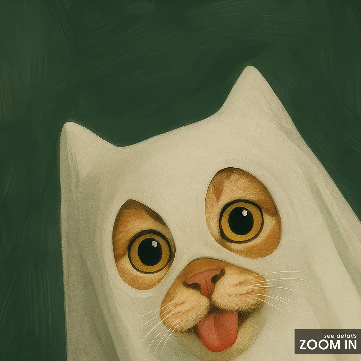 Incognito Cat - Ghost Costume Print - artwork detail