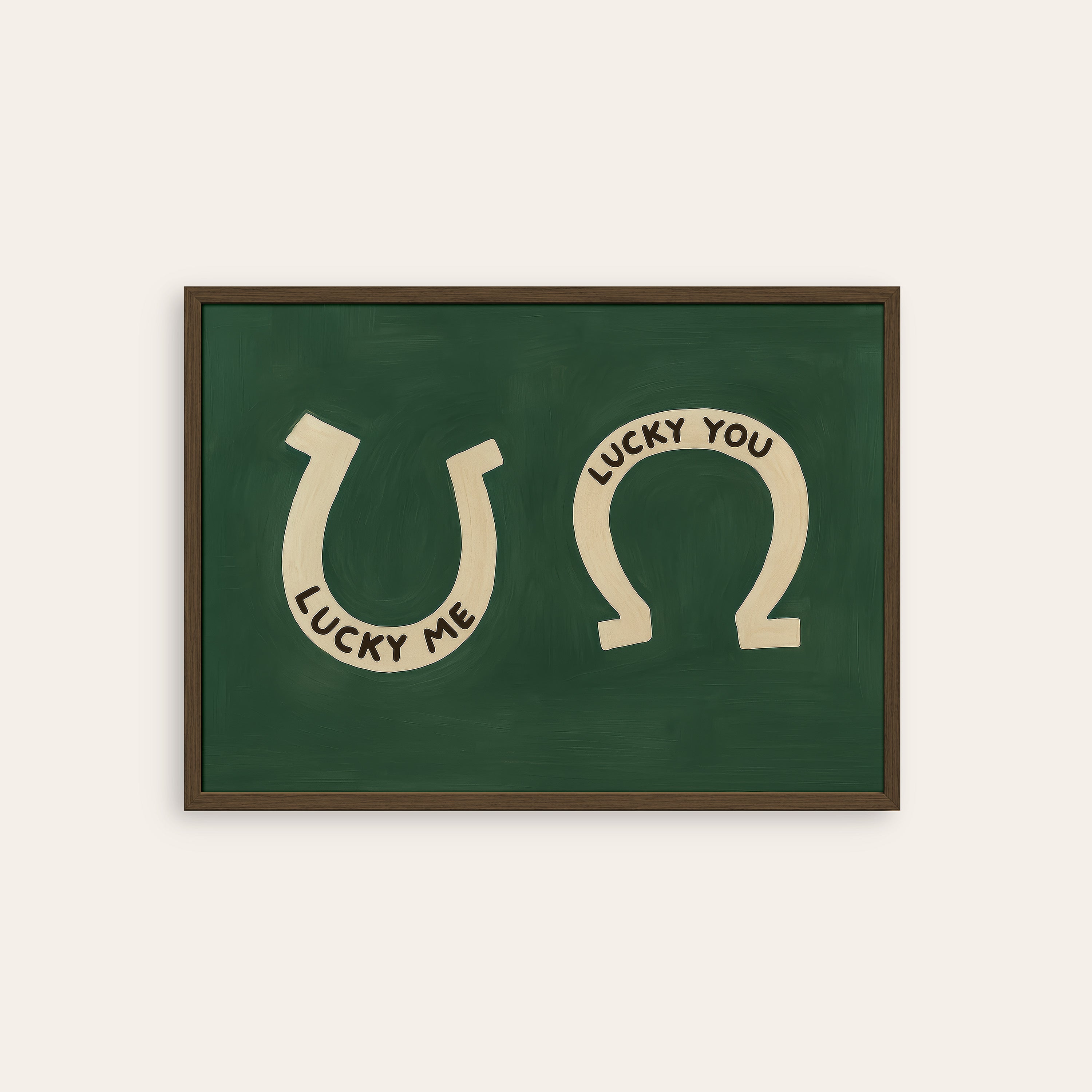 Lucky Me, Lucky You — Horseshoe Print – dark wood frame