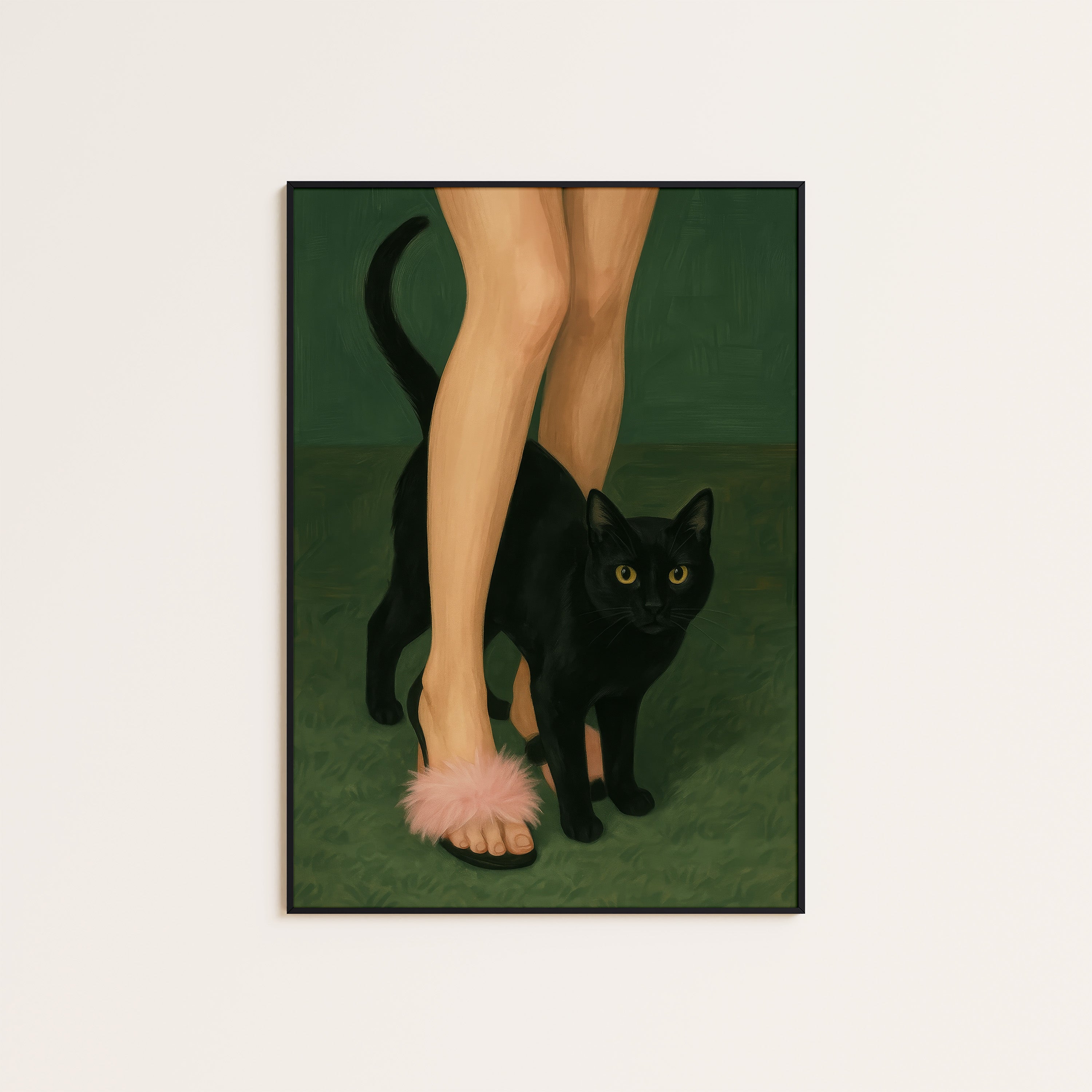 Fluffy Slippers & the Cat — Print – unframed poster