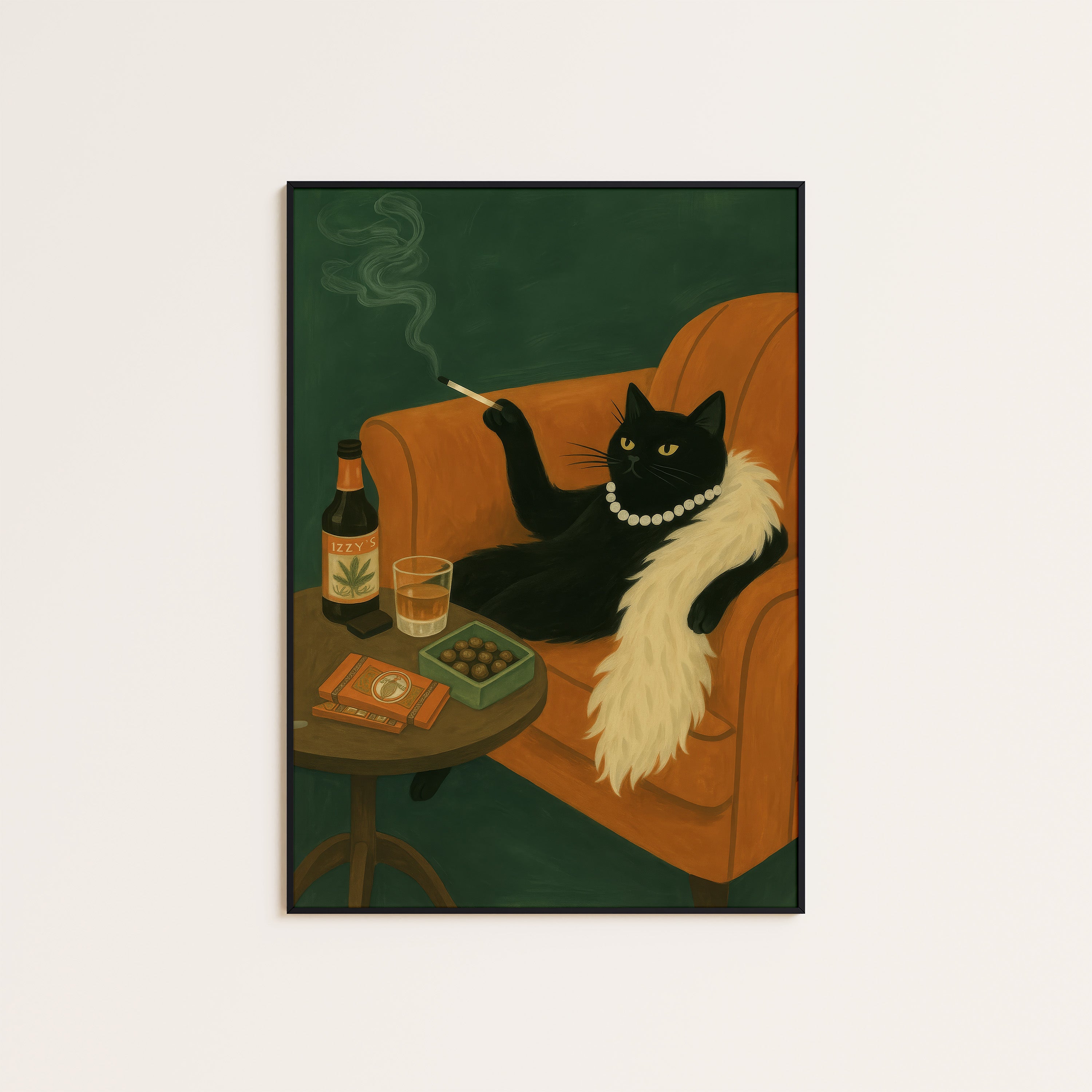 Madame Noir — Pearls & Smoke Print – unframed poster