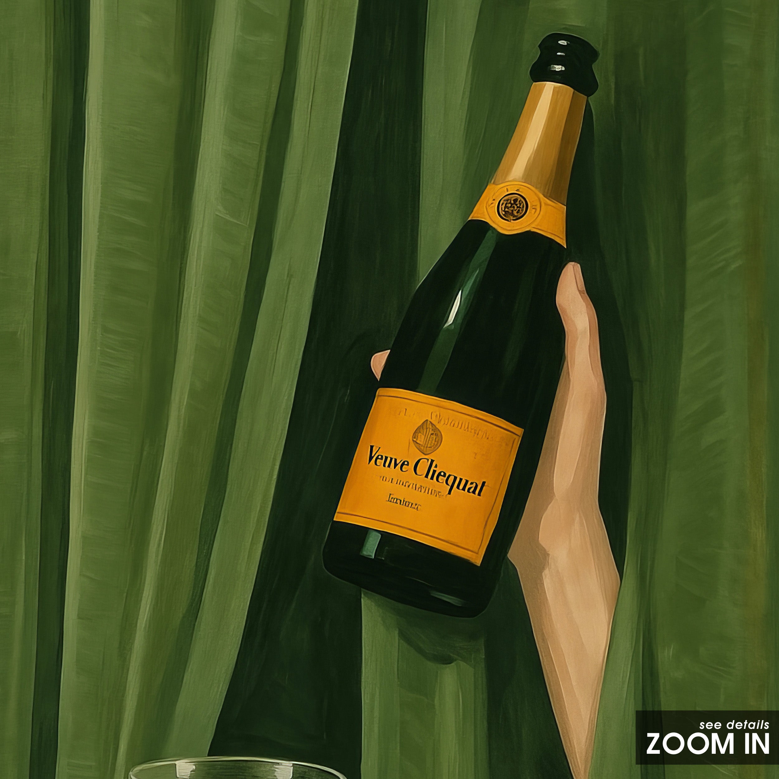 Behind the Curtain — Champagne Print – in room setting