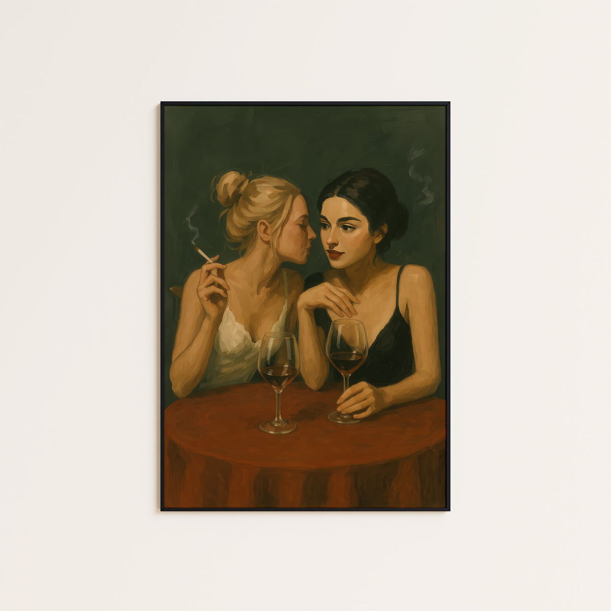 One More Glass - Wine Table Print - framed artwork overview