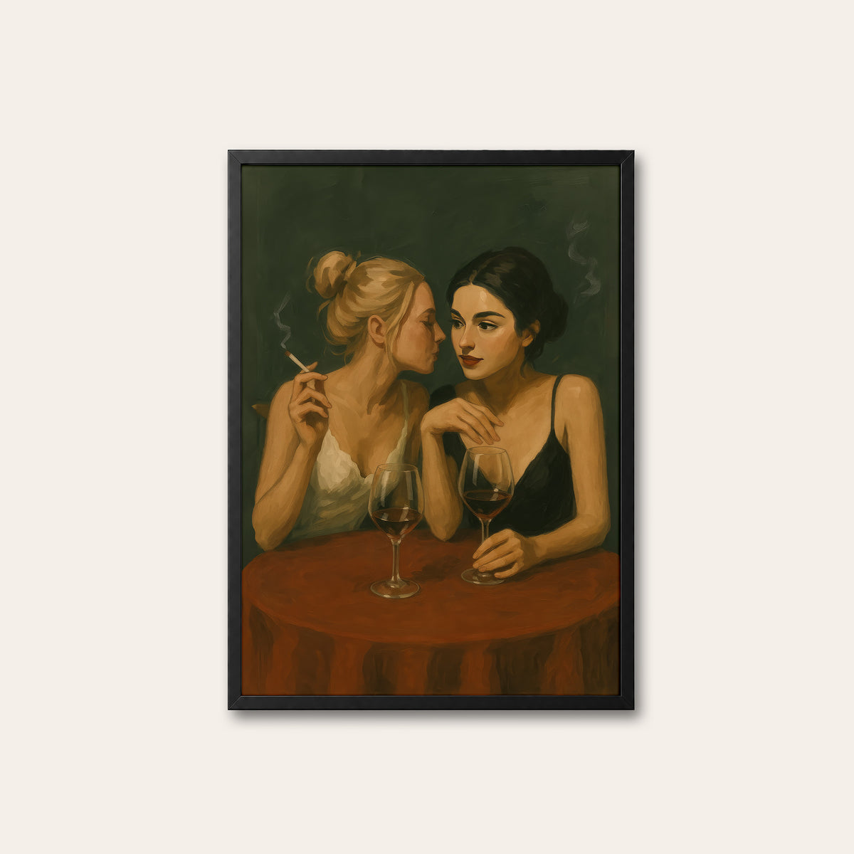 One More Glass - Wine Table Print - black frame