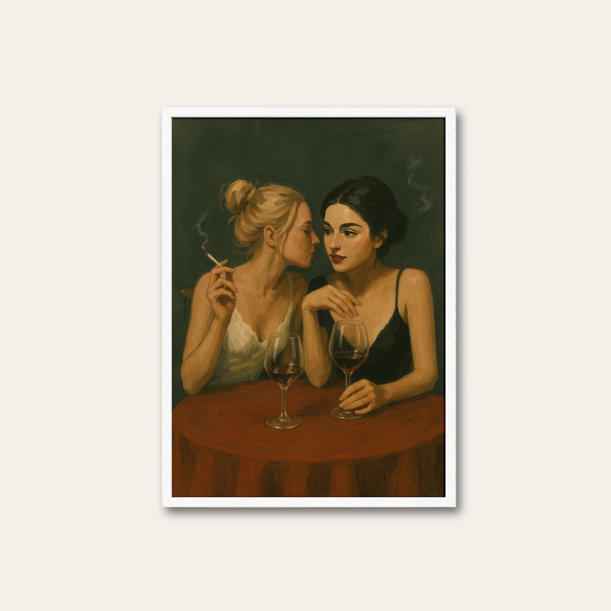 One More Glass - Wine Table Print - white frame