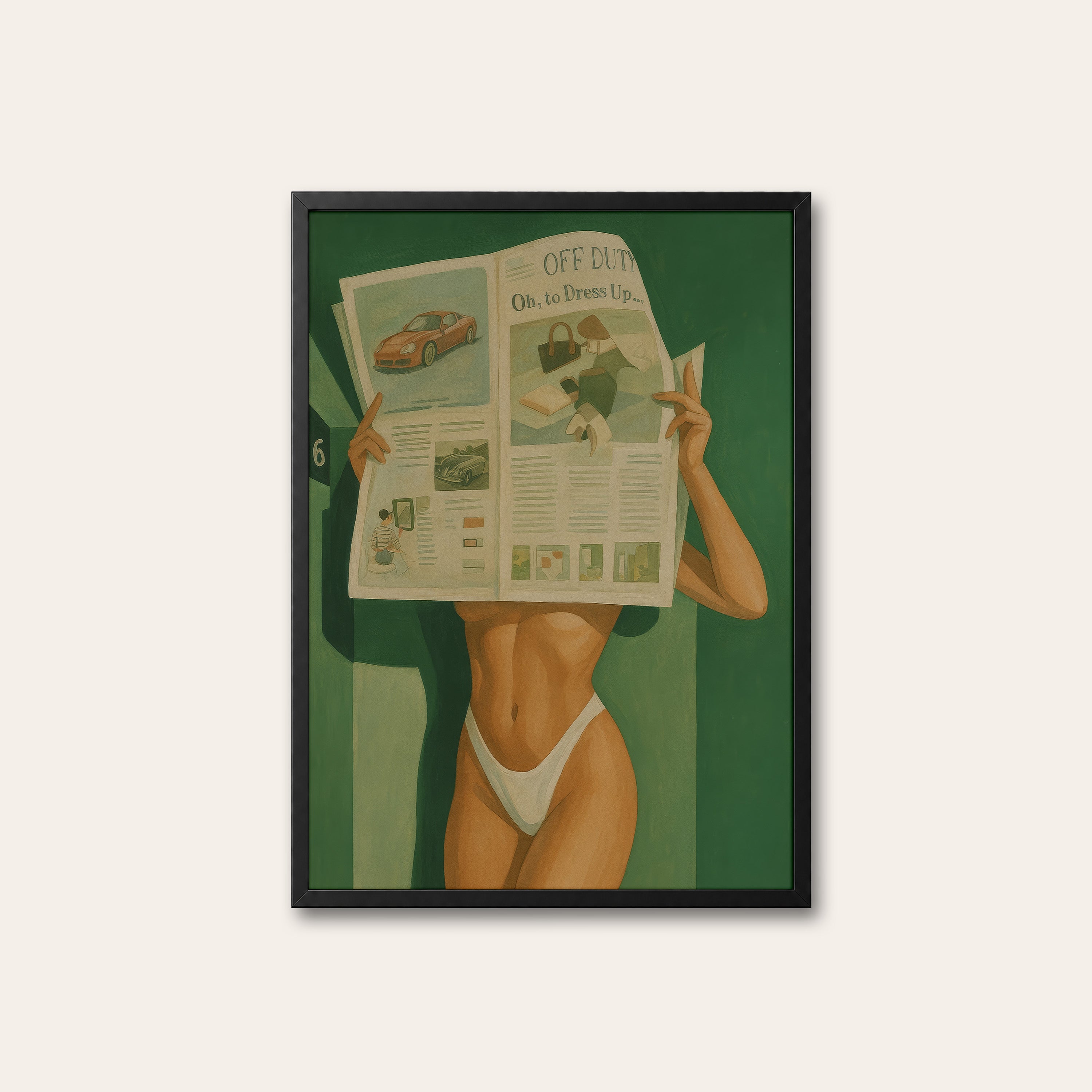 Sunday Papers — Cheeky Reading Print – black frame