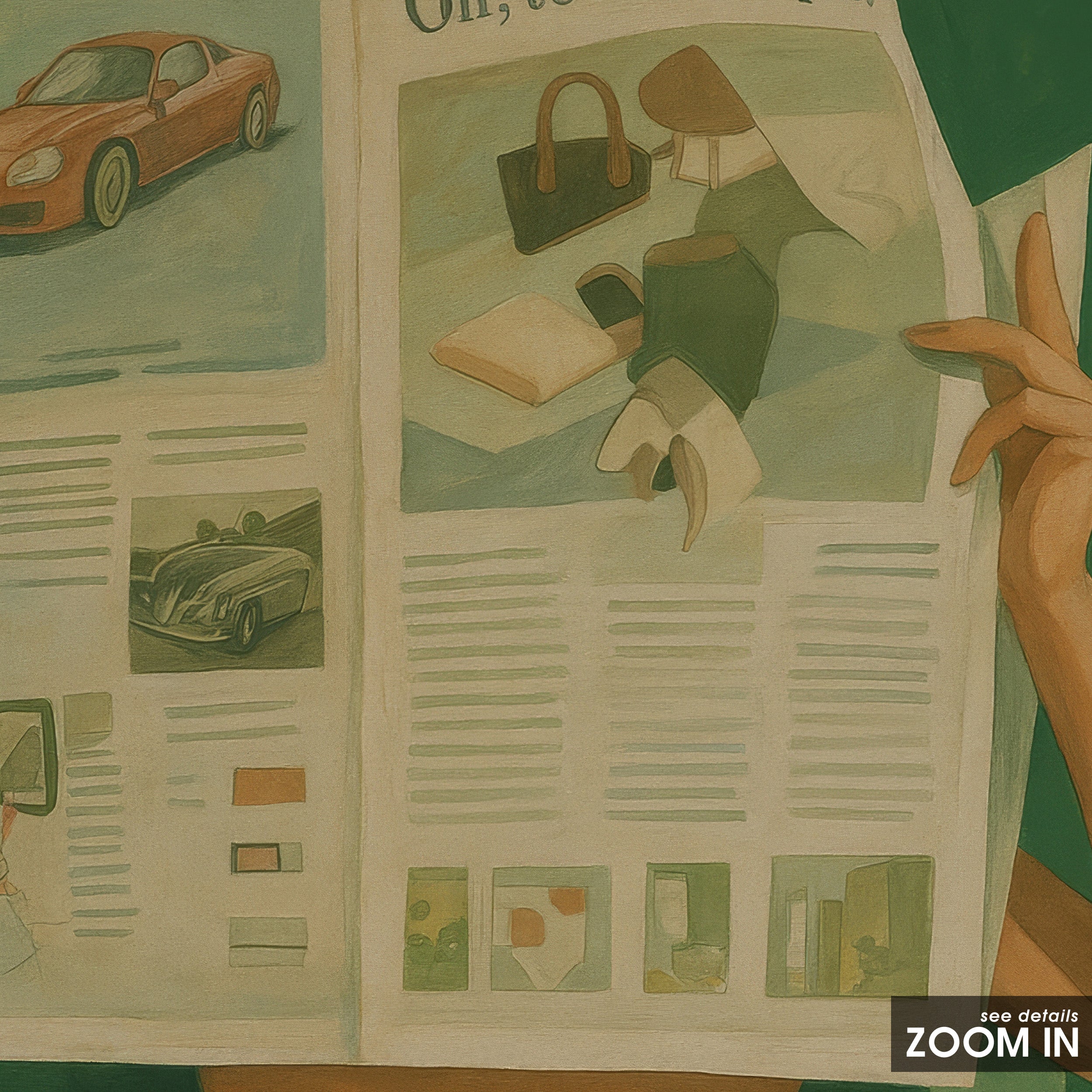 Sunday Papers — Cheeky Reading Print – in room setting