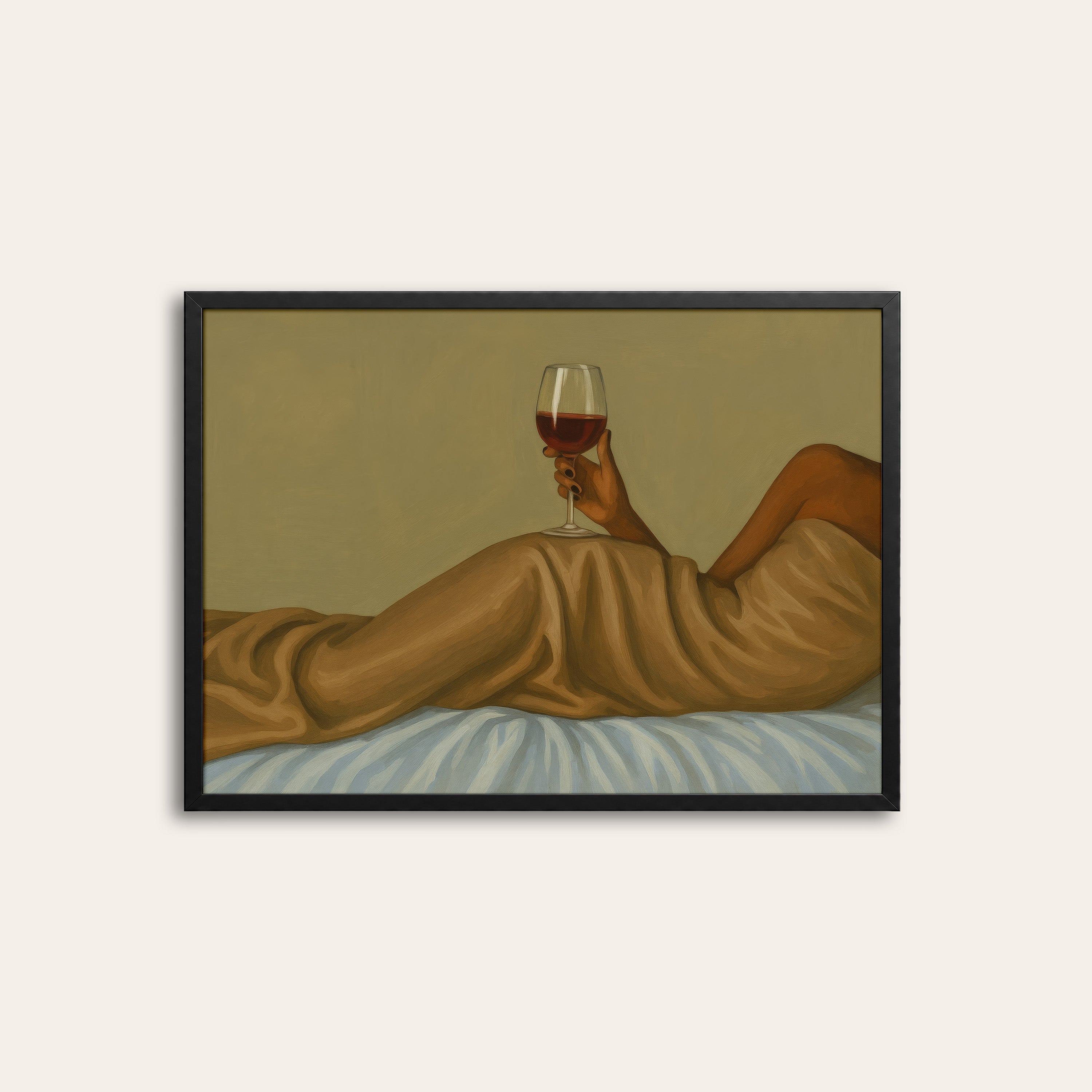 Sunday in Satin — Wine Lover Art Print – black frame