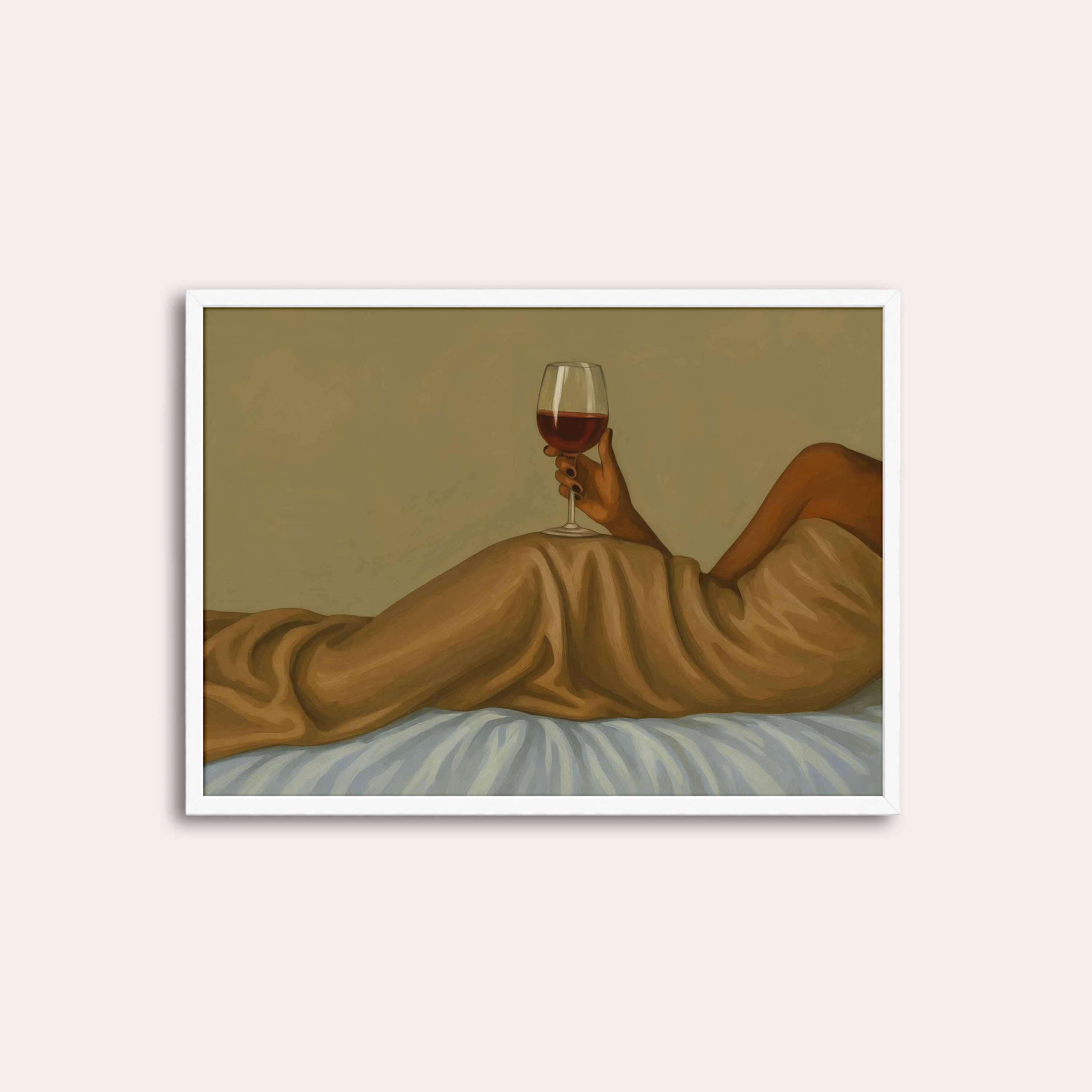 Sunday in Satin — Wine Lover Art Print – white frame