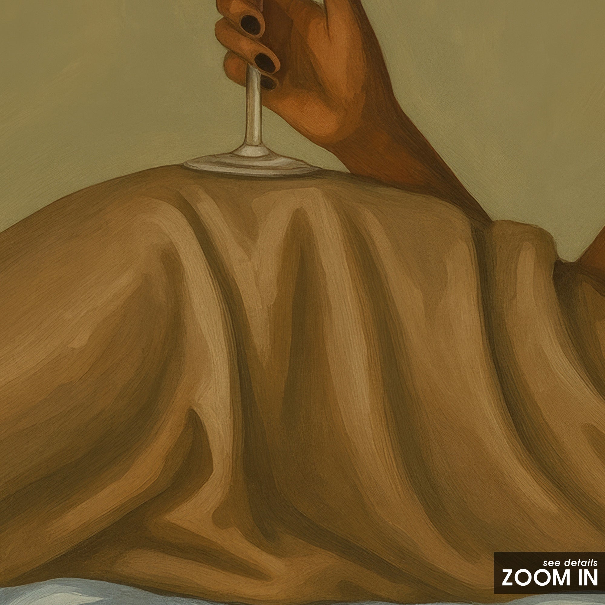 Sunday in Satin — Wine Lover Art Print – in room setting