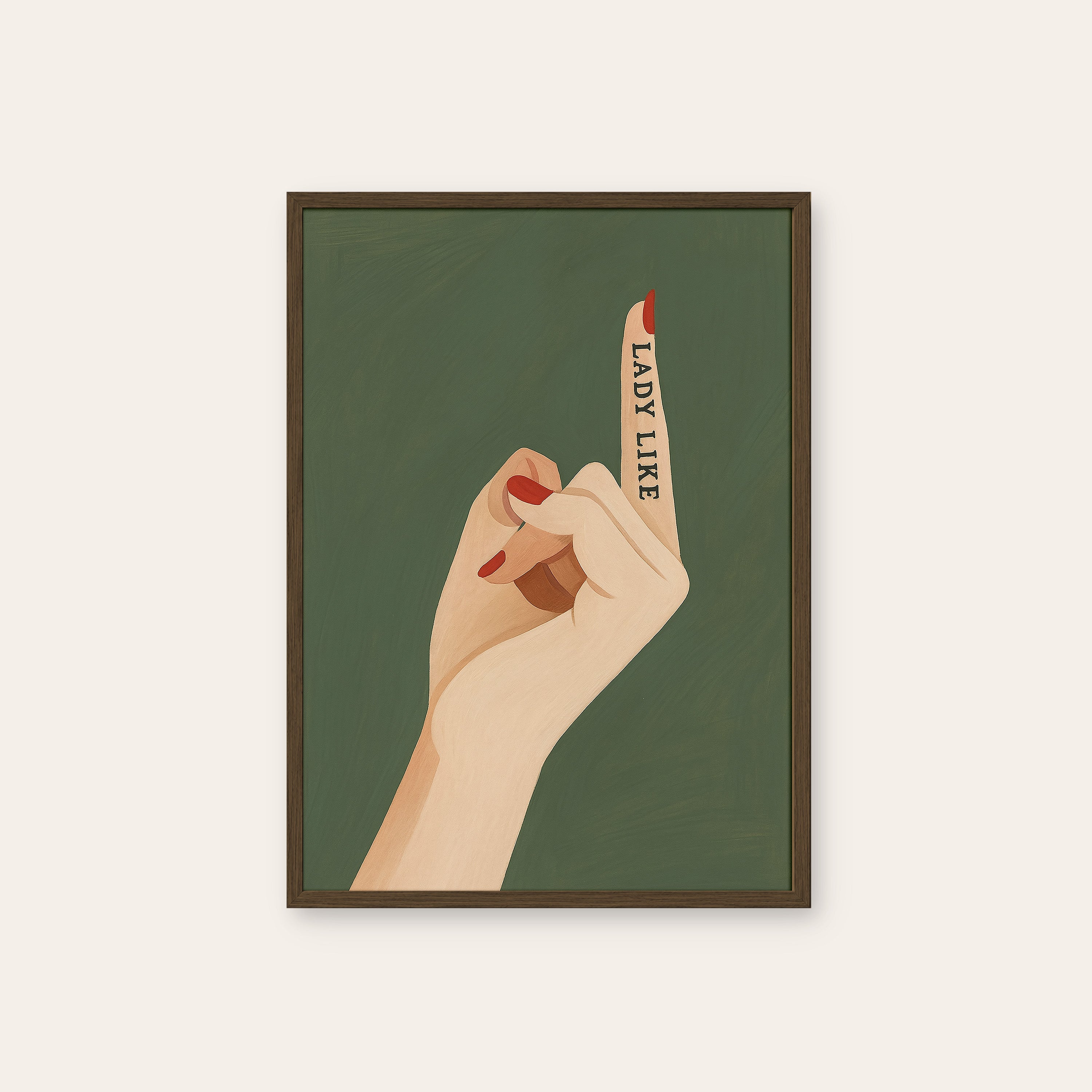 Lady Like — Manicure Print – dark wood frame