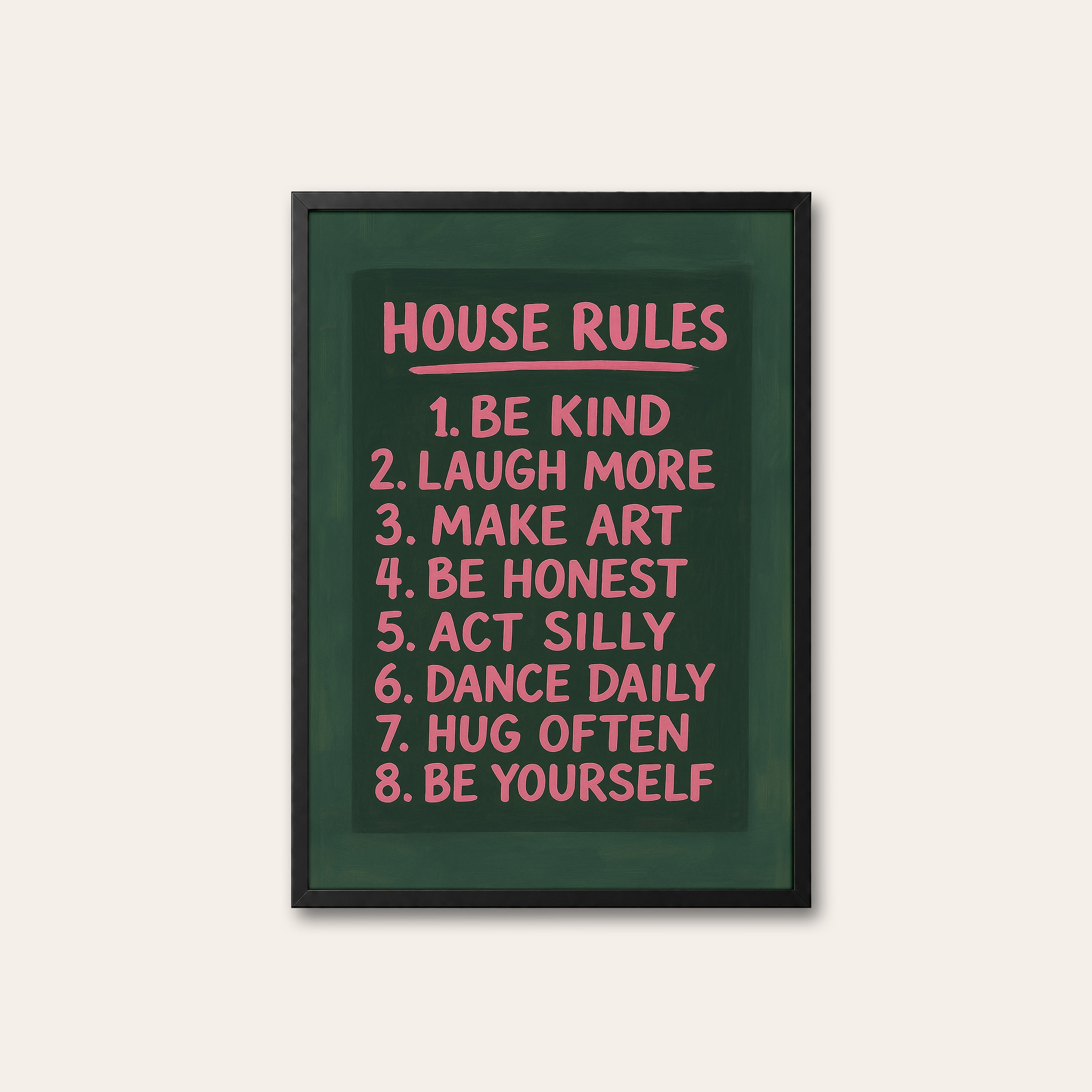 House Rules — Chalkboard Print – black frame