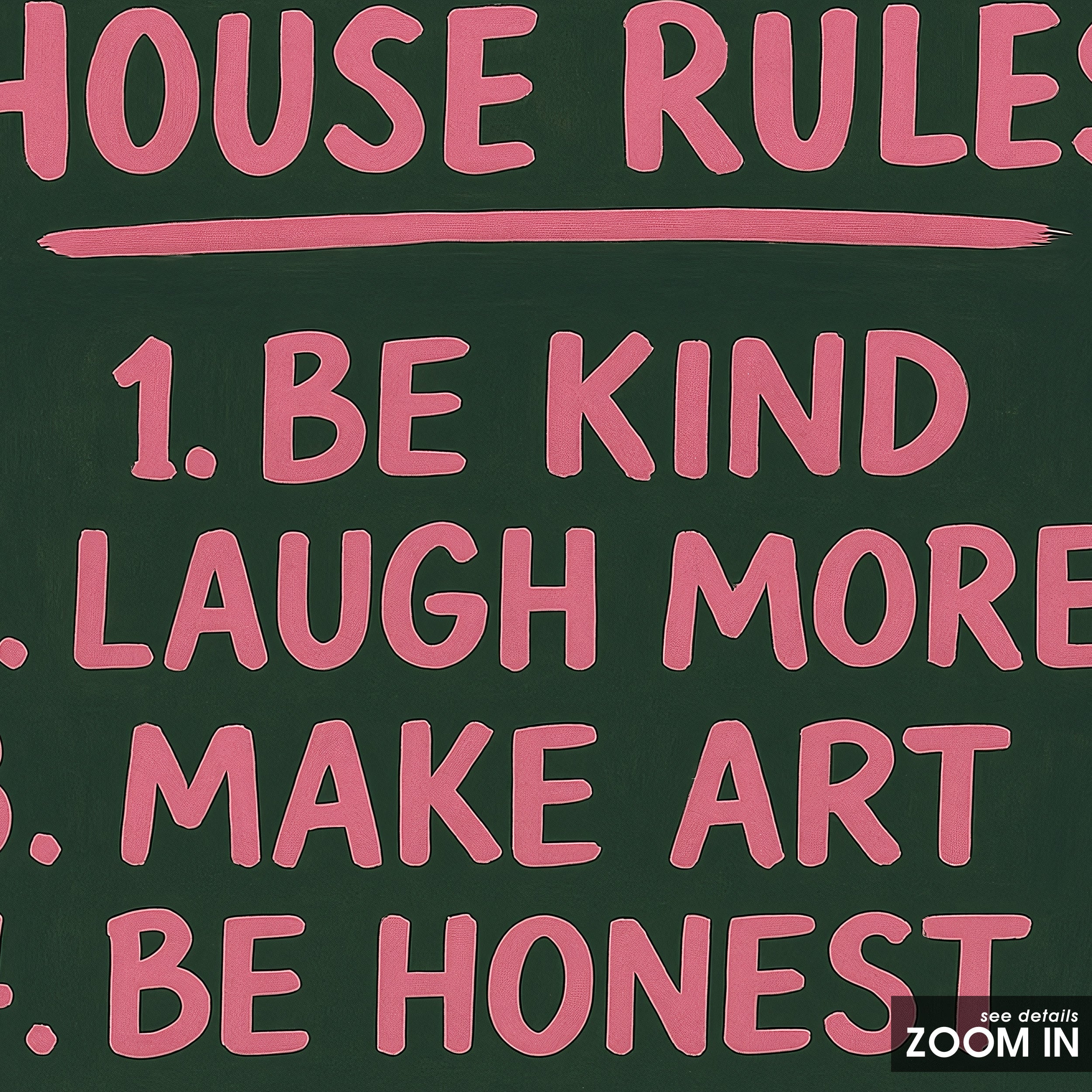 House Rules — Chalkboard Print – in room setting