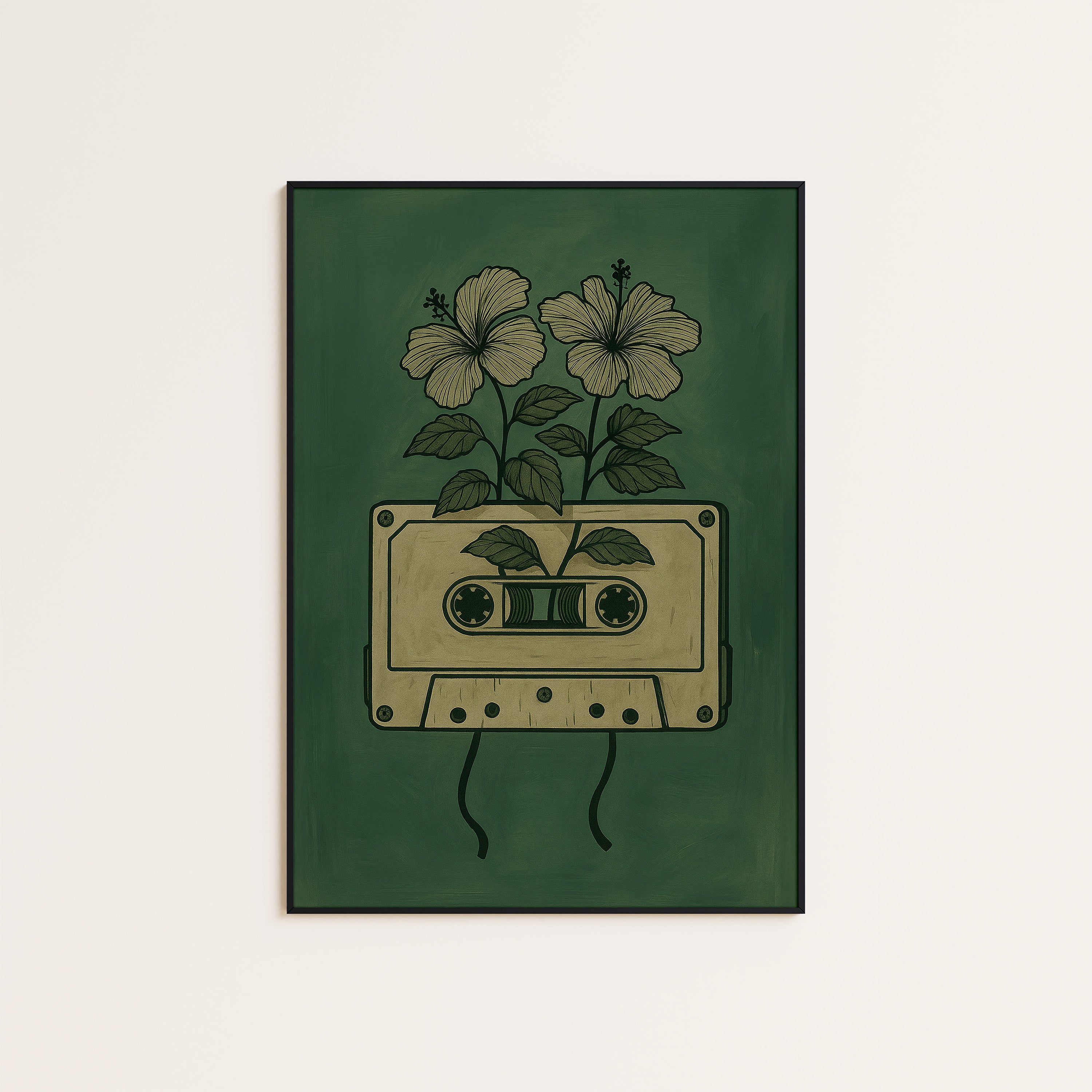 Cassette Bloom — Mixtape Flower Print – unframed poster