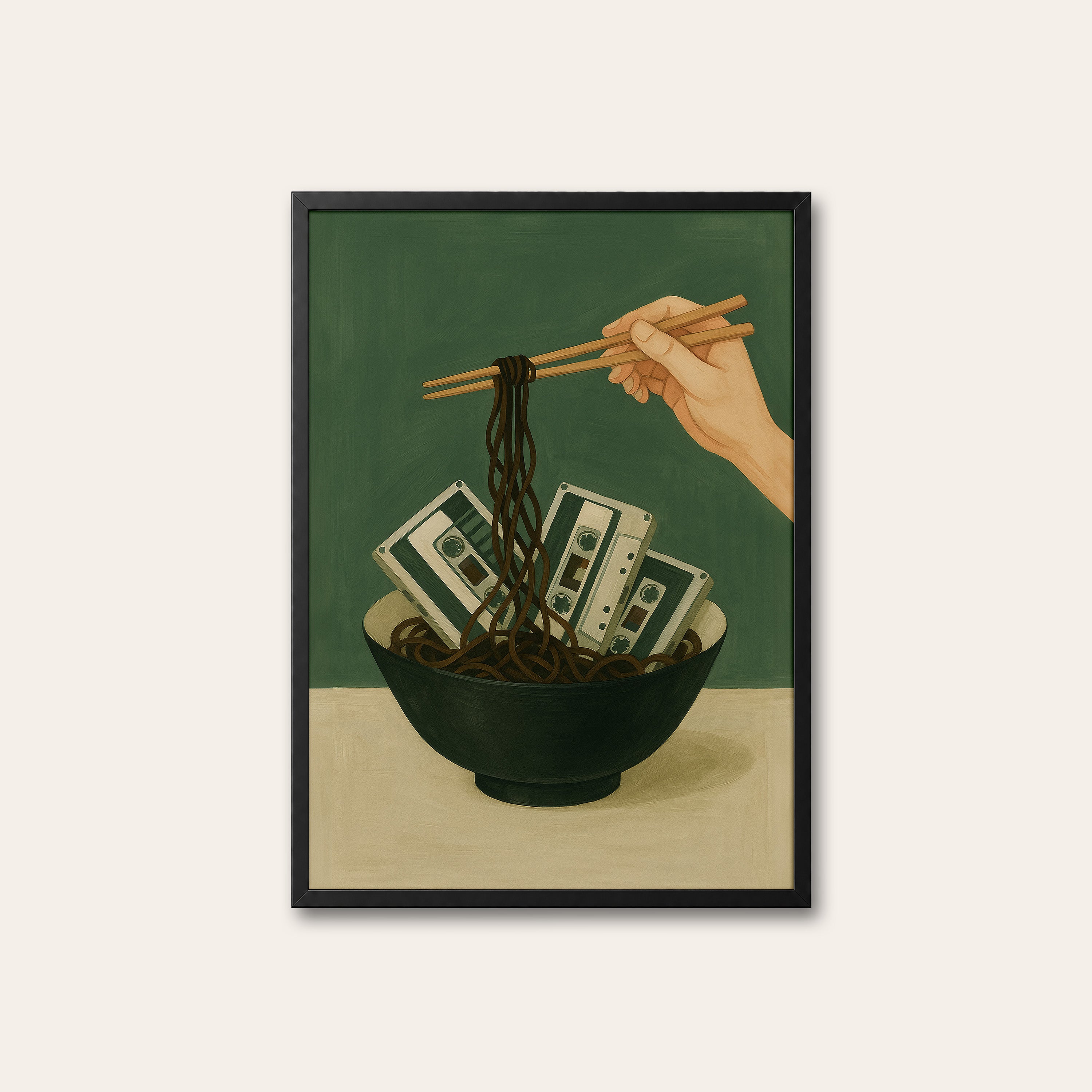 Tape Noodles — Surreal Ramen Print – black frame