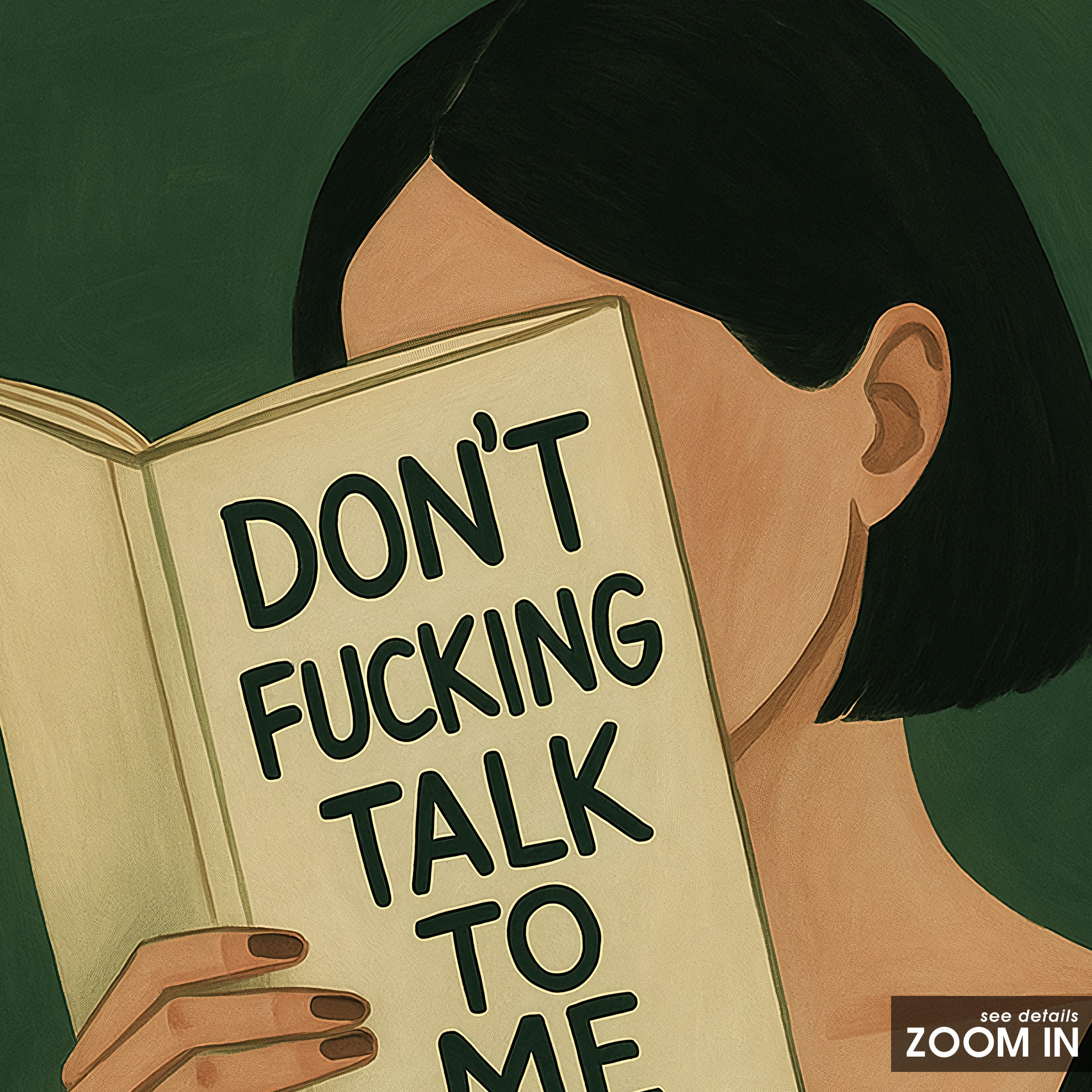 Do Not Disturb — Reading Print – in room setting