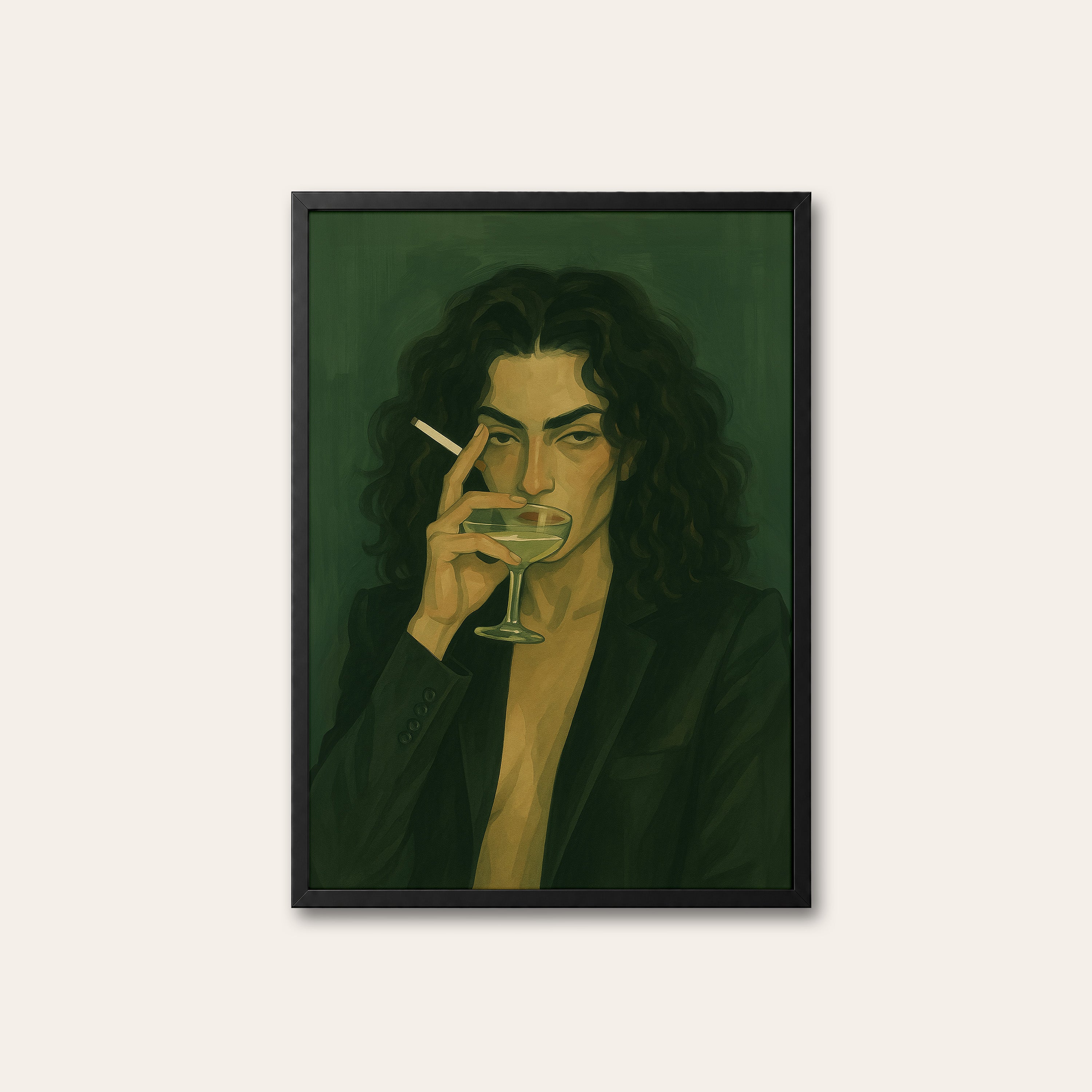 Martini Hour Portrait — Print – black frame