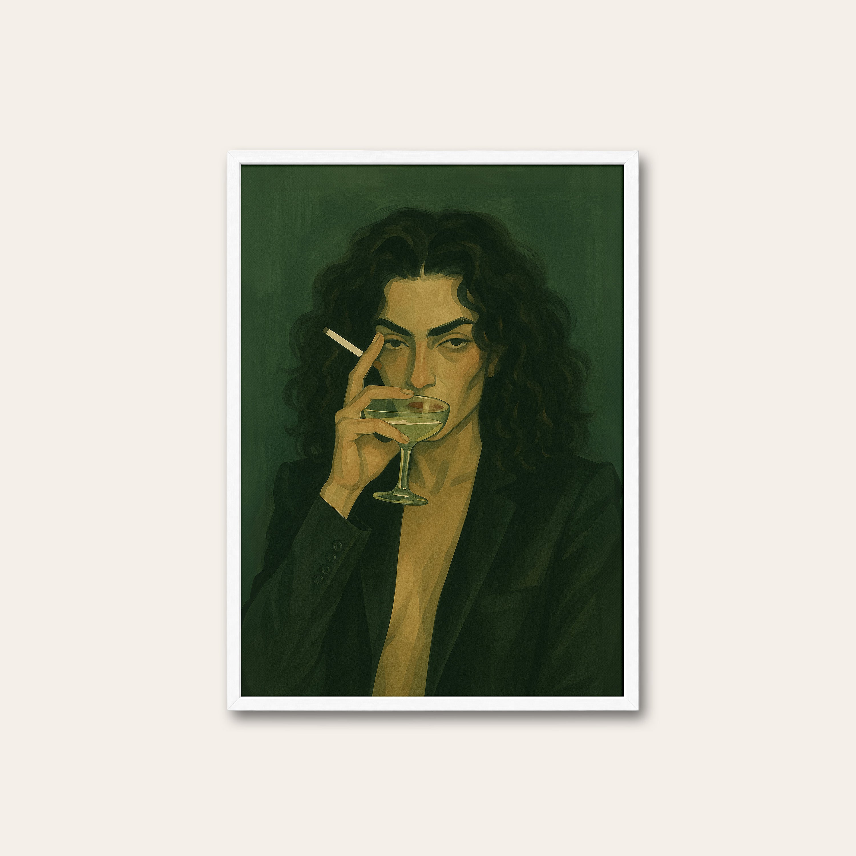 Martini Hour Portrait — Print – white frame