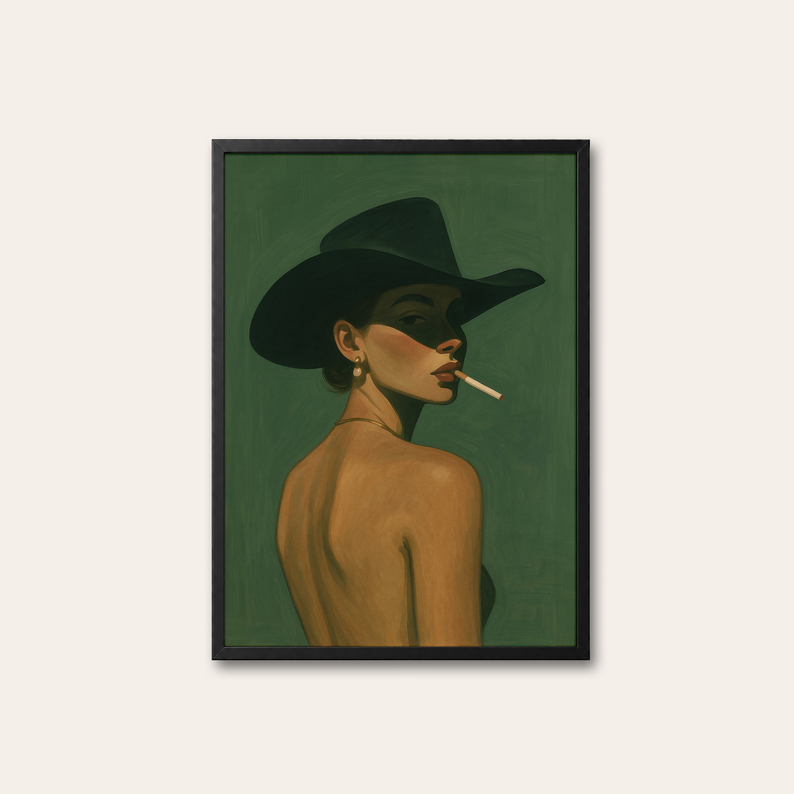 Midnight Hat — Portrait Art Print – black frame
