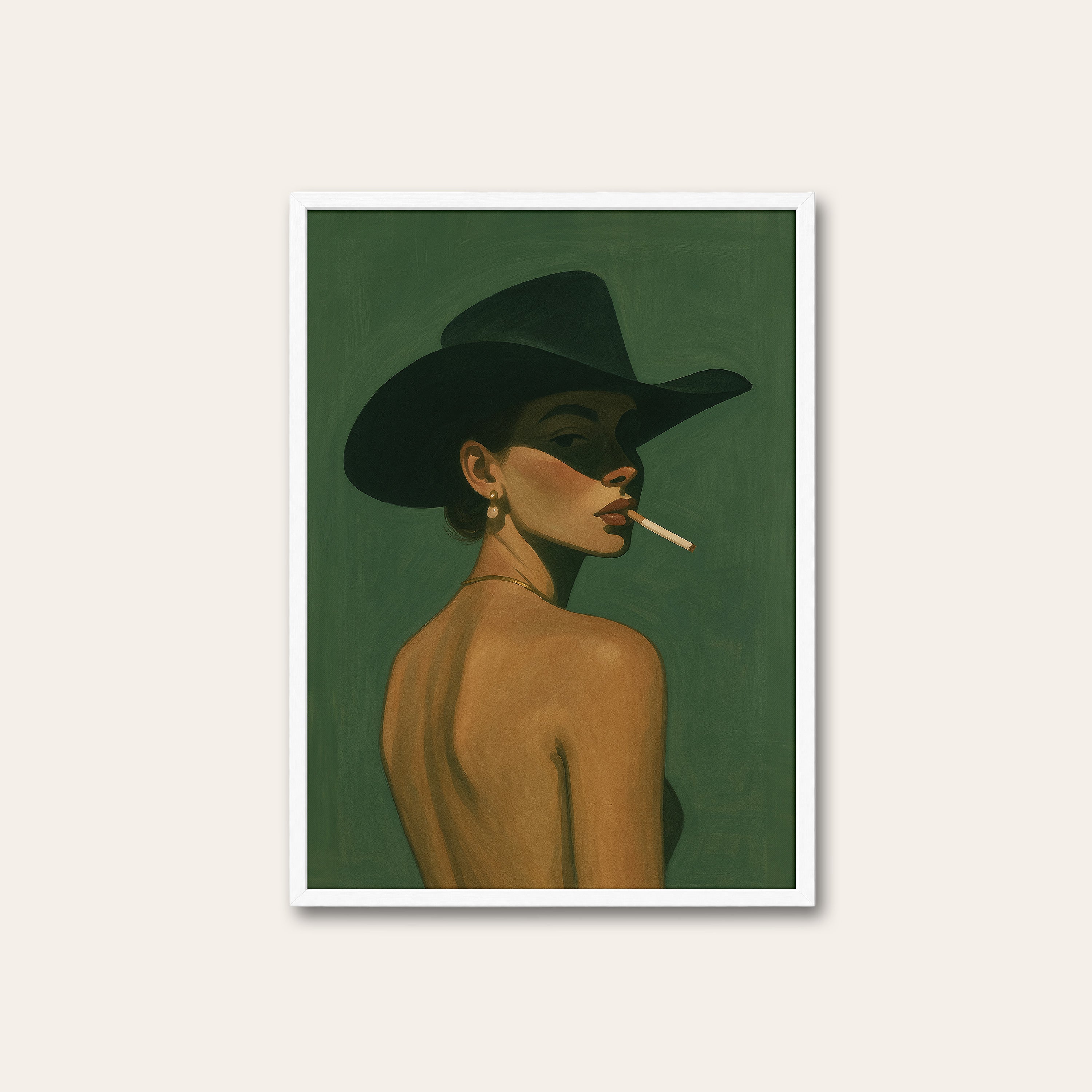 Midnight Hat — Portrait Art Print – white frame