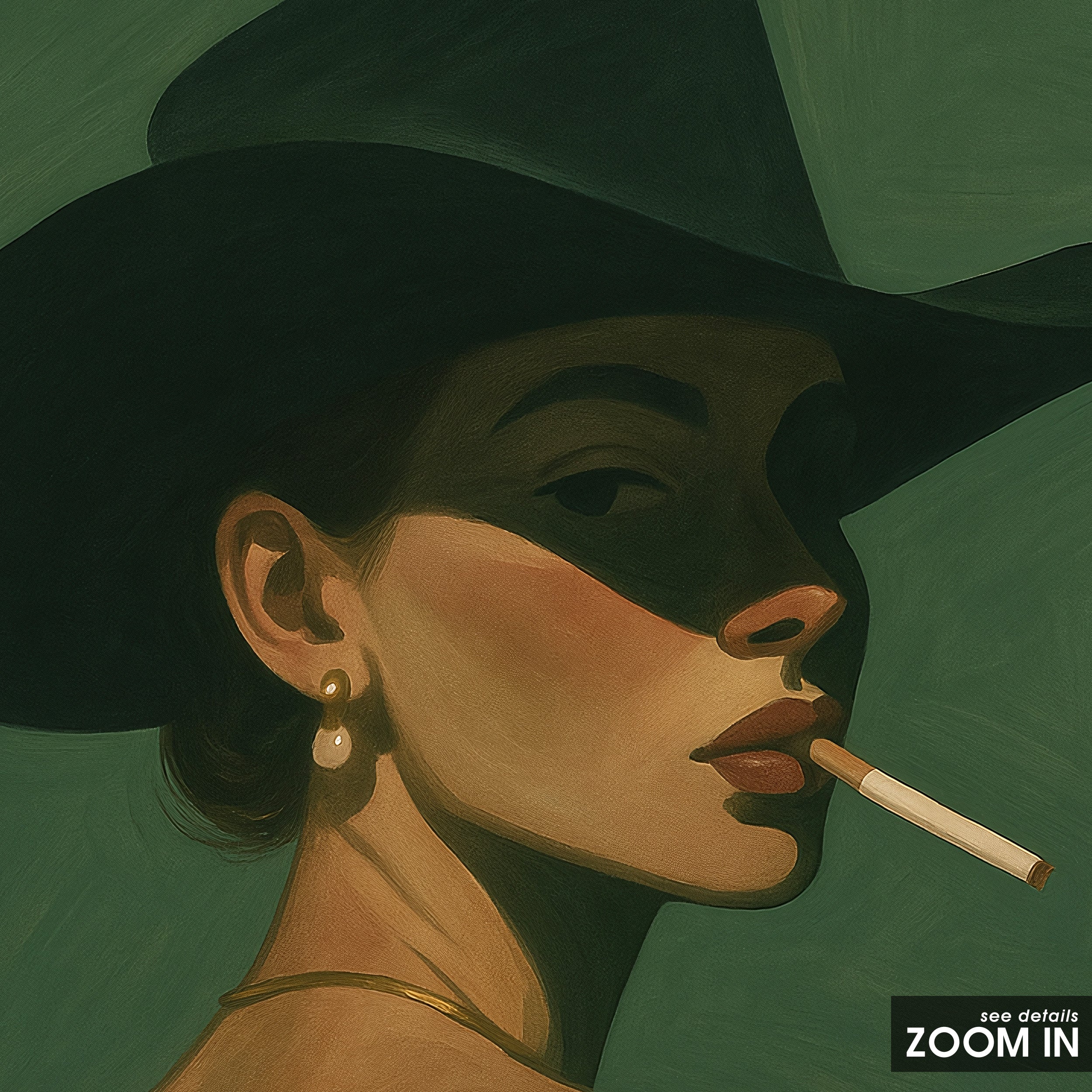 Midnight Hat — Portrait Art Print – in room setting