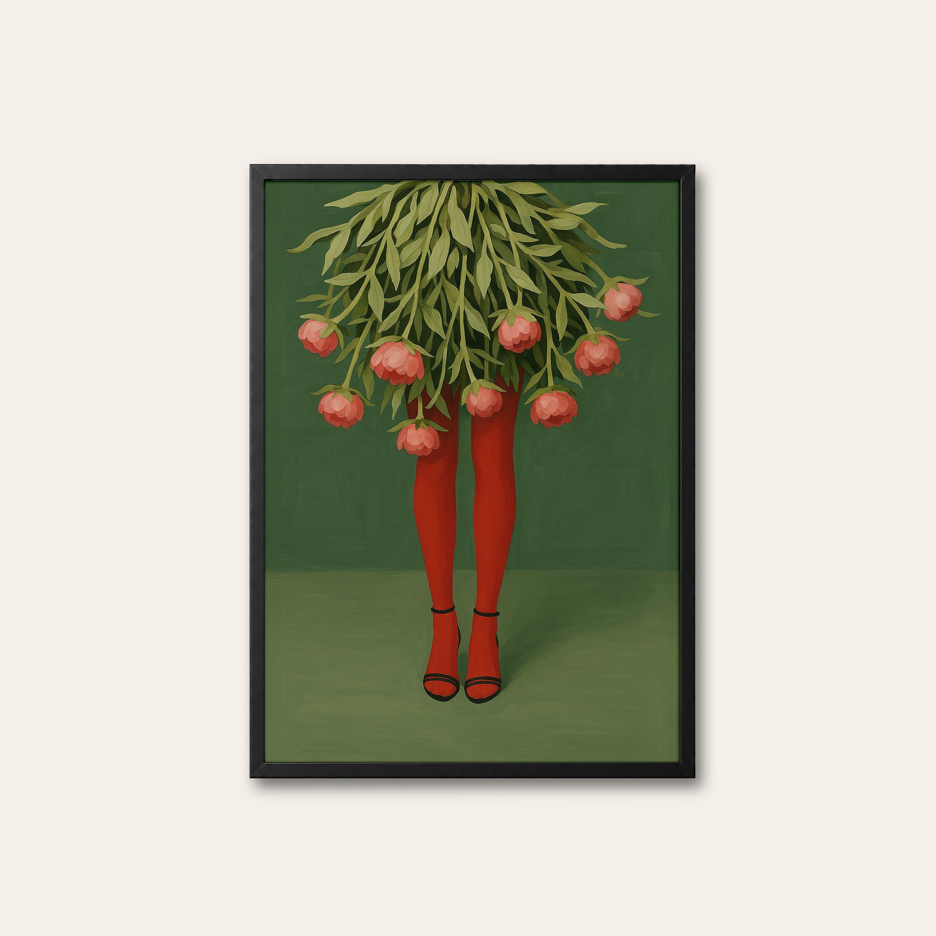 Peony Legs — Surreal Bouquet Print – black frame