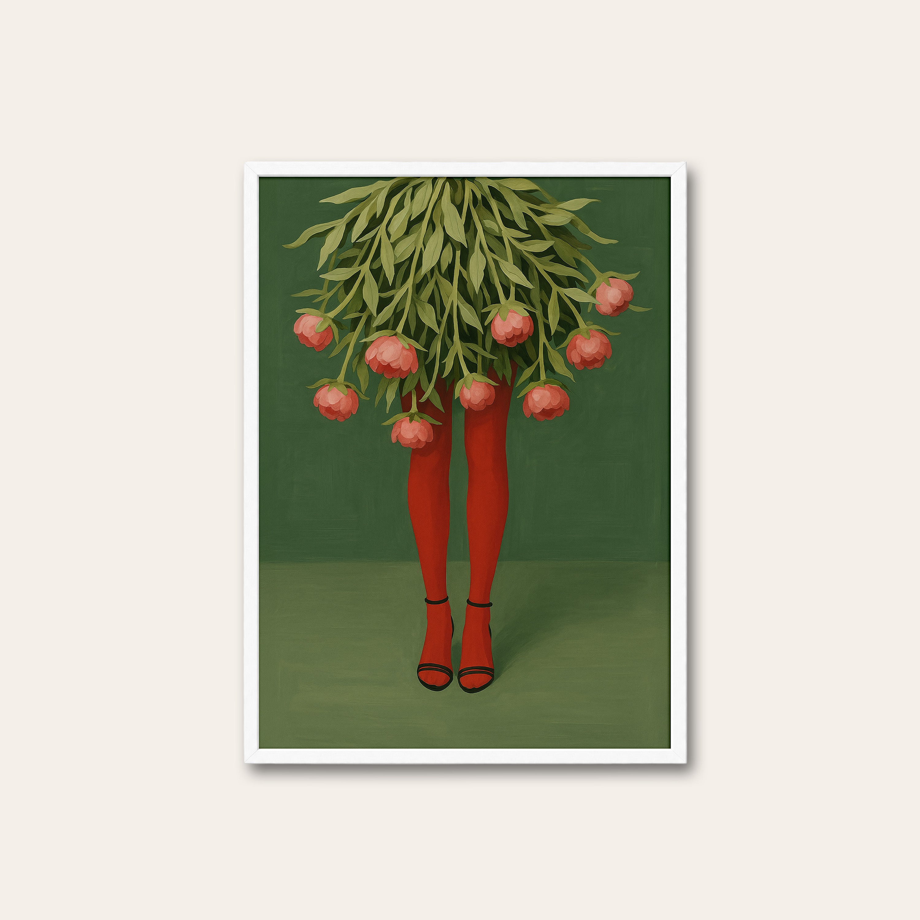 Peony Legs — Surreal Bouquet Print – white frame