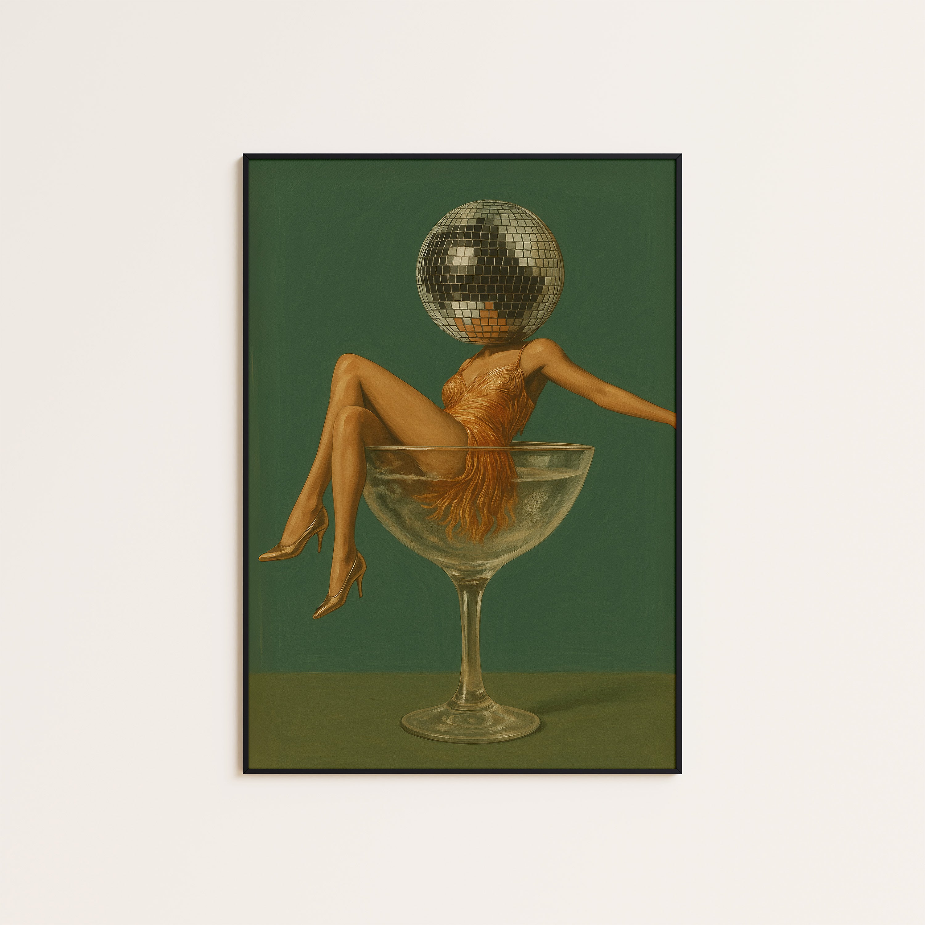 In the Glass — Disco Martini Print – unframed poster