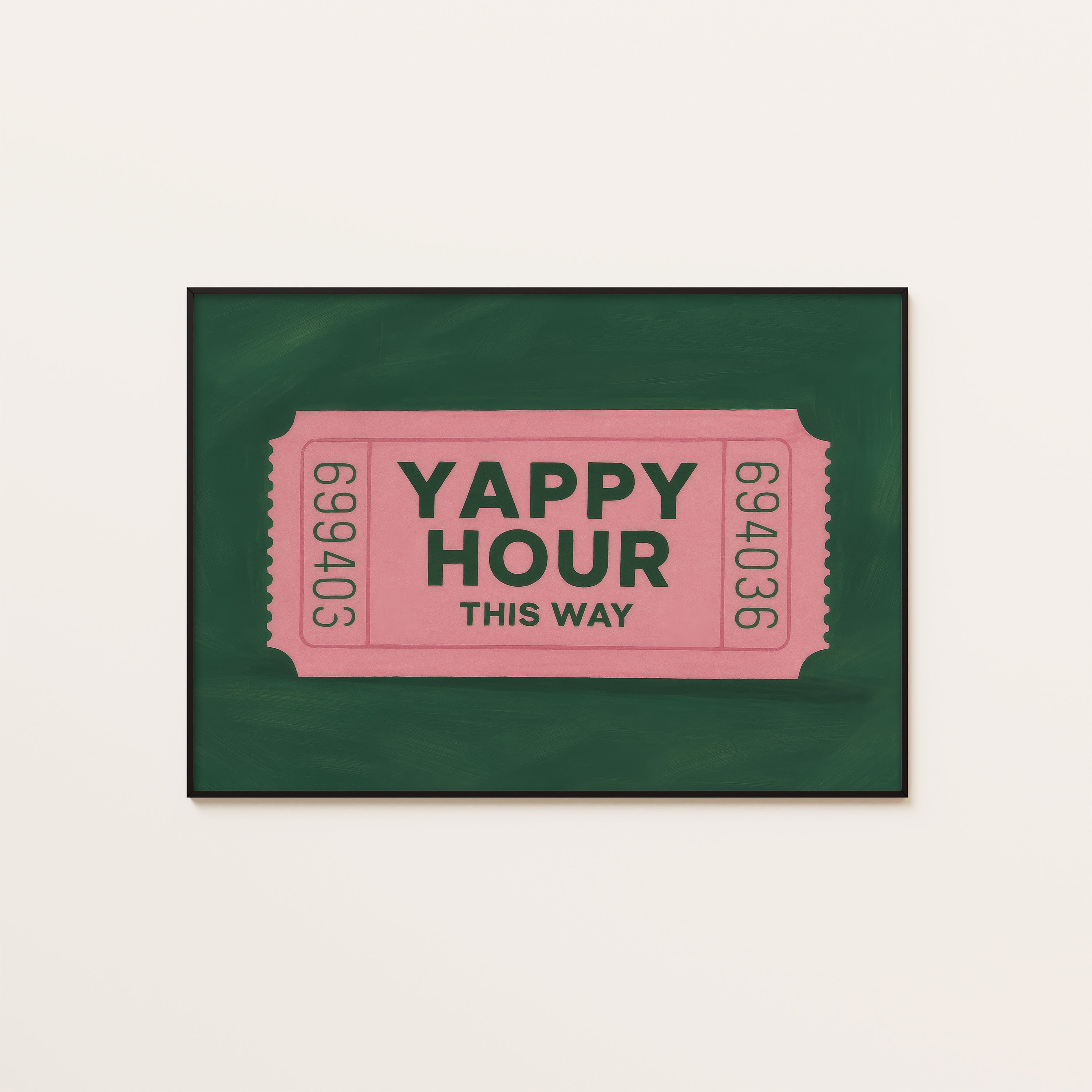 Yappy Hour — Retro Ticket Print – unframed poster