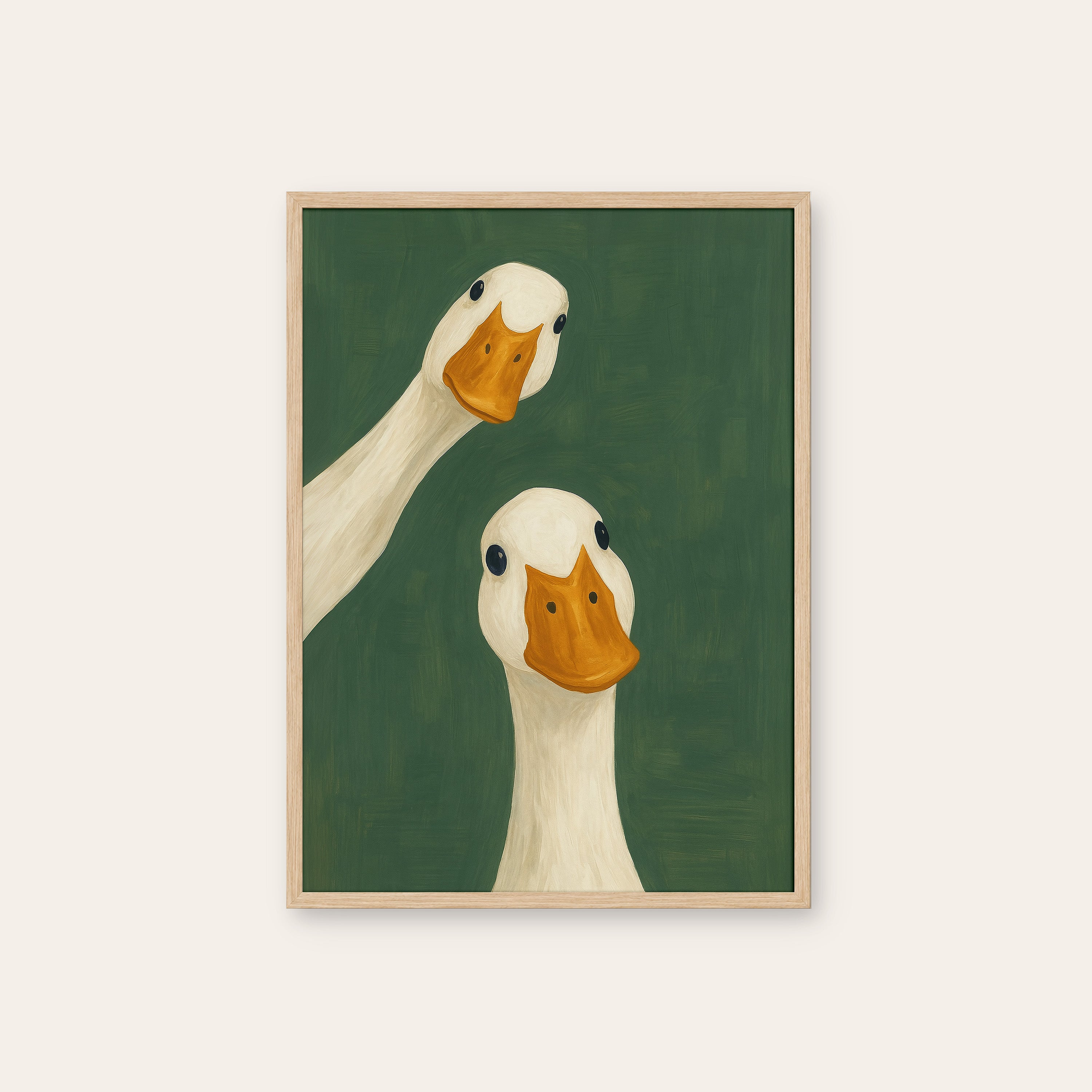 The Announcement — Goose Duo Print – natural wood frame