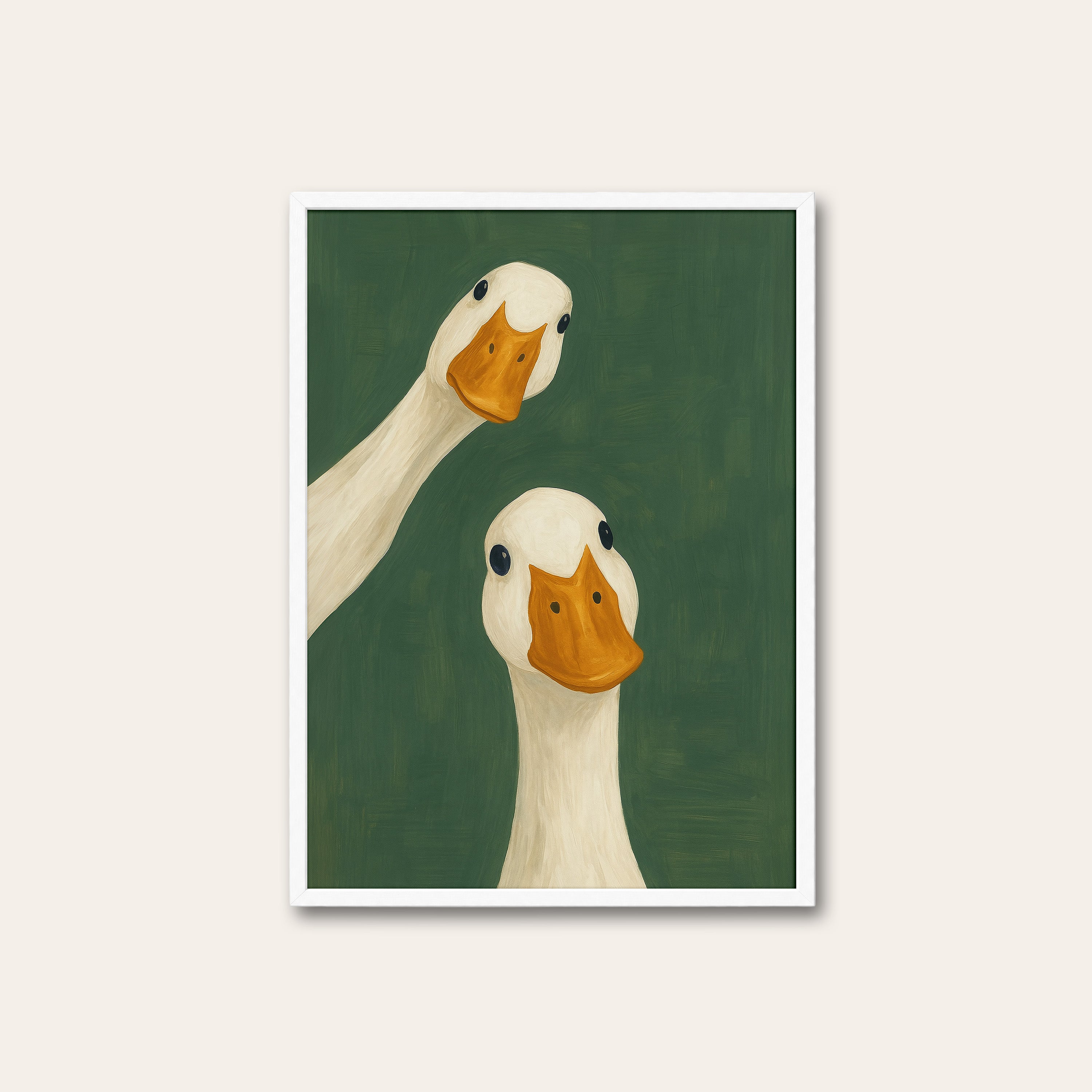 The Announcement — Goose Duo Print – white frame