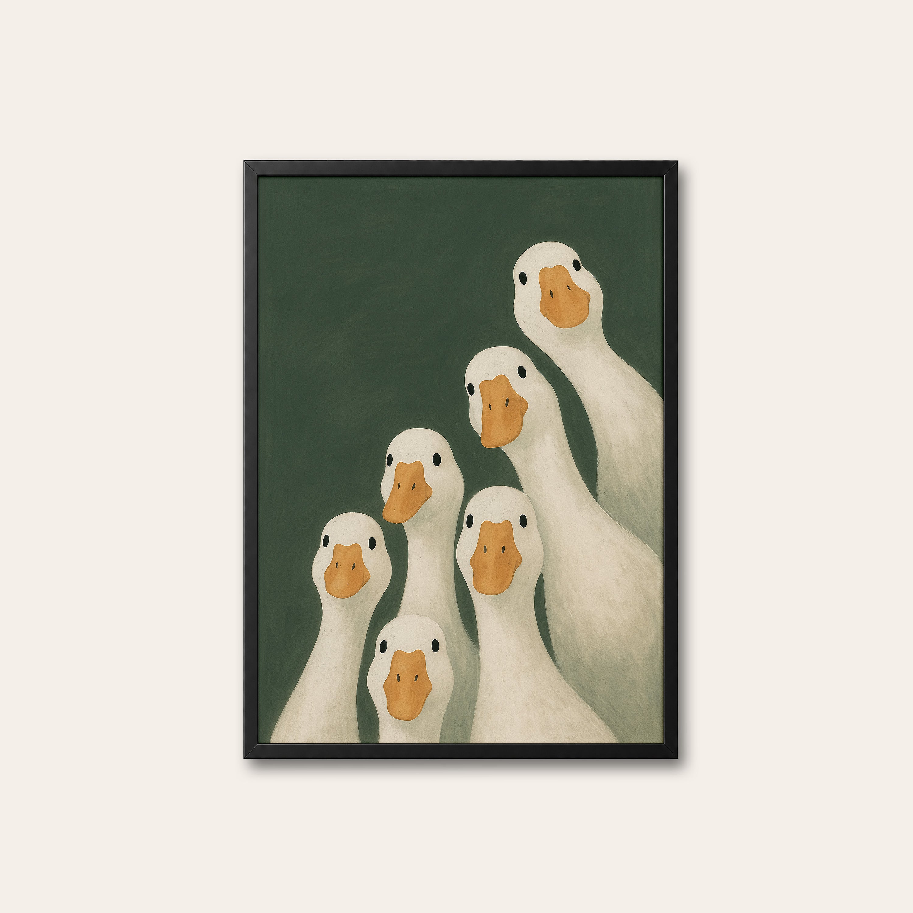 The Flock — Goose Family Print – black frame
