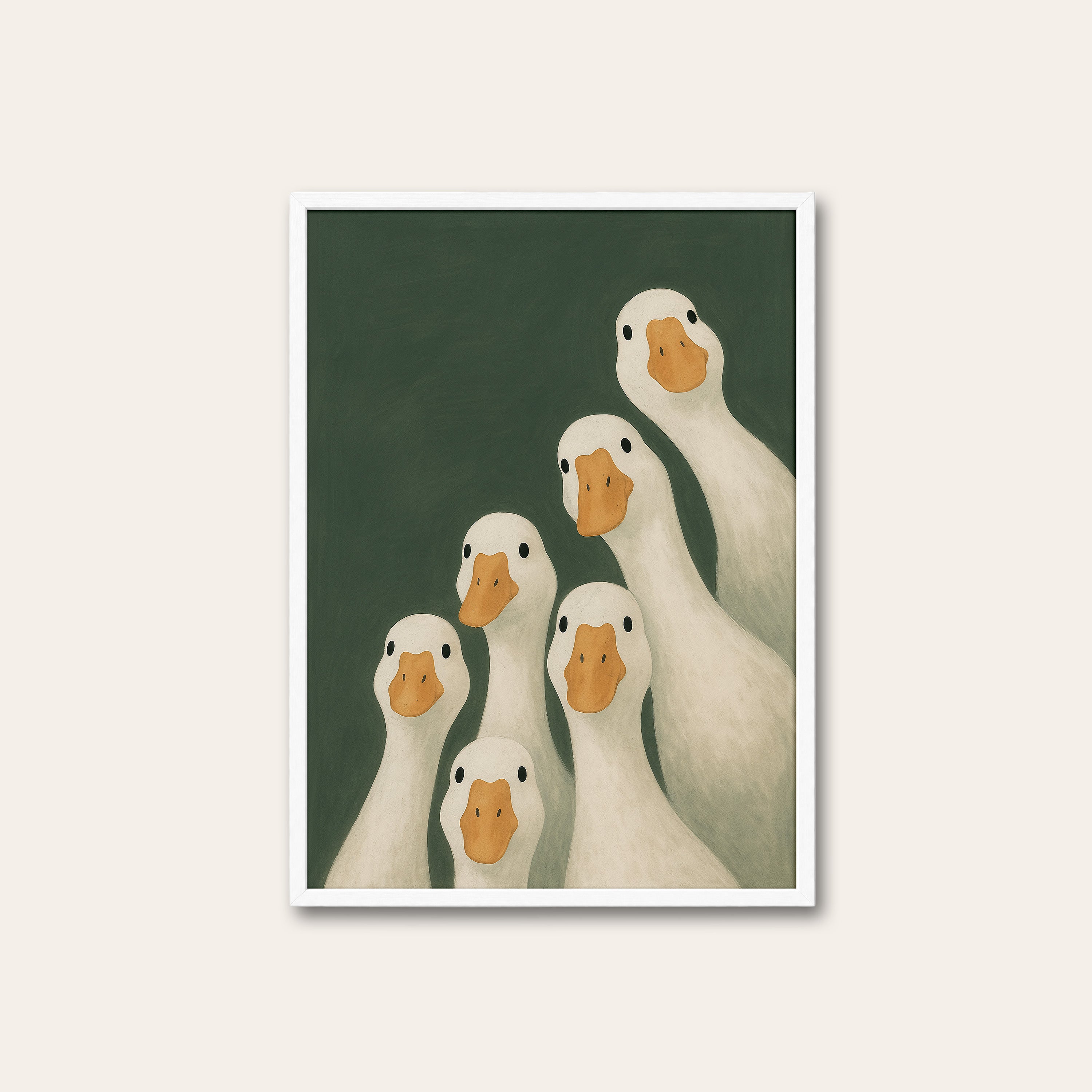 The Flock — Goose Family Print – white frame