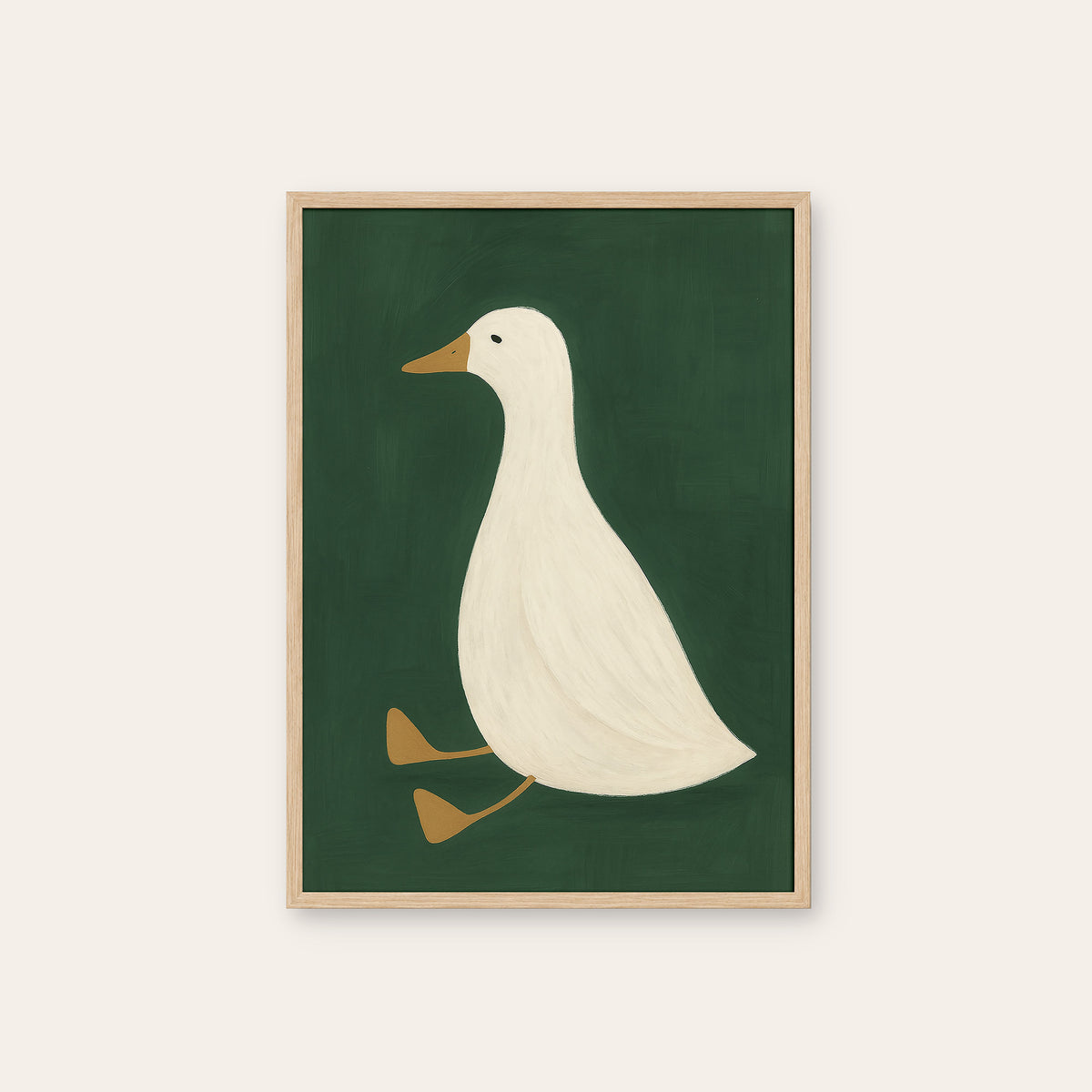 Places to Waddle - Walking Goose Print - natural wood frame