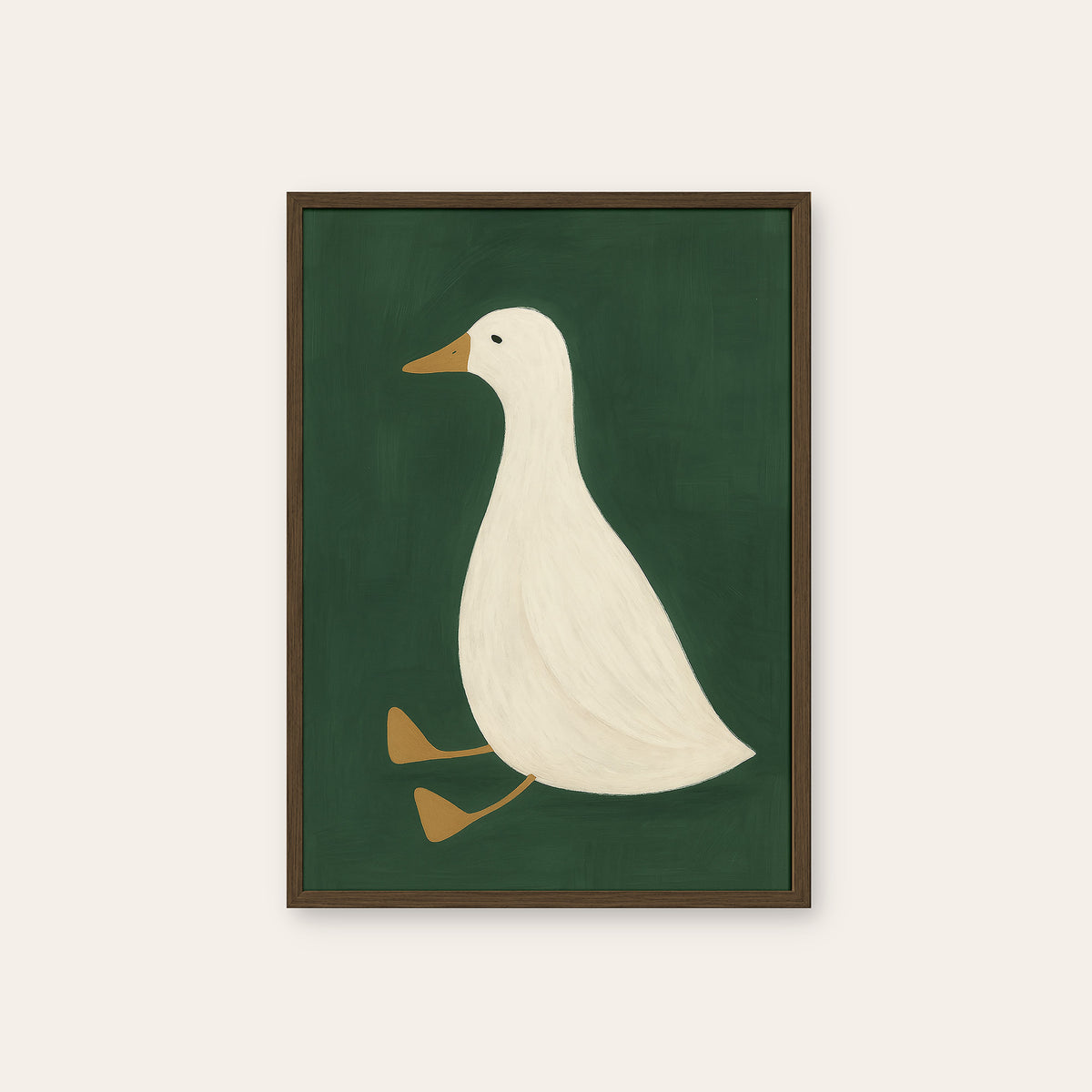 Places to Waddle - Walking Goose Print - dark wood frame