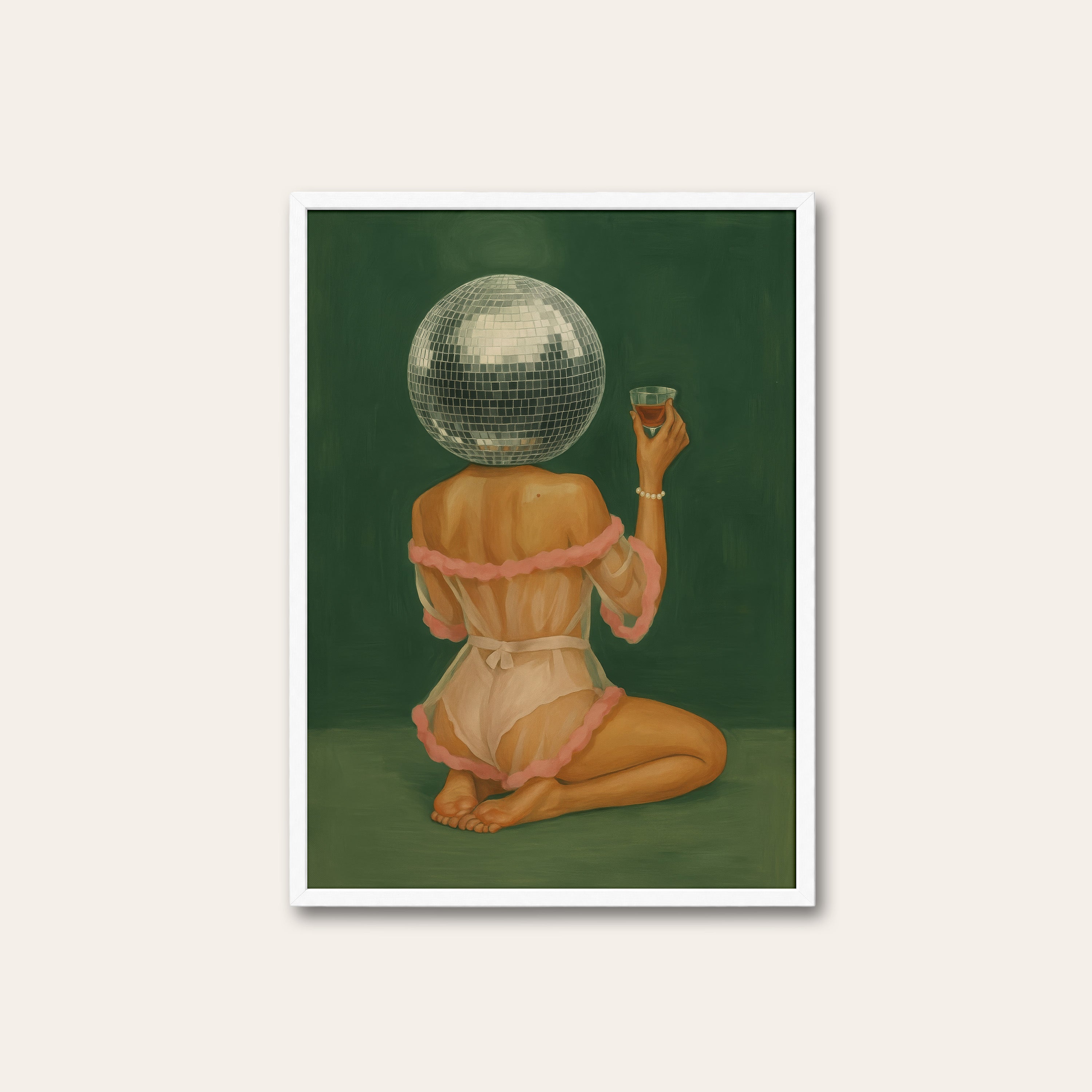Disco Darling — Party Girl Art Print – white frame