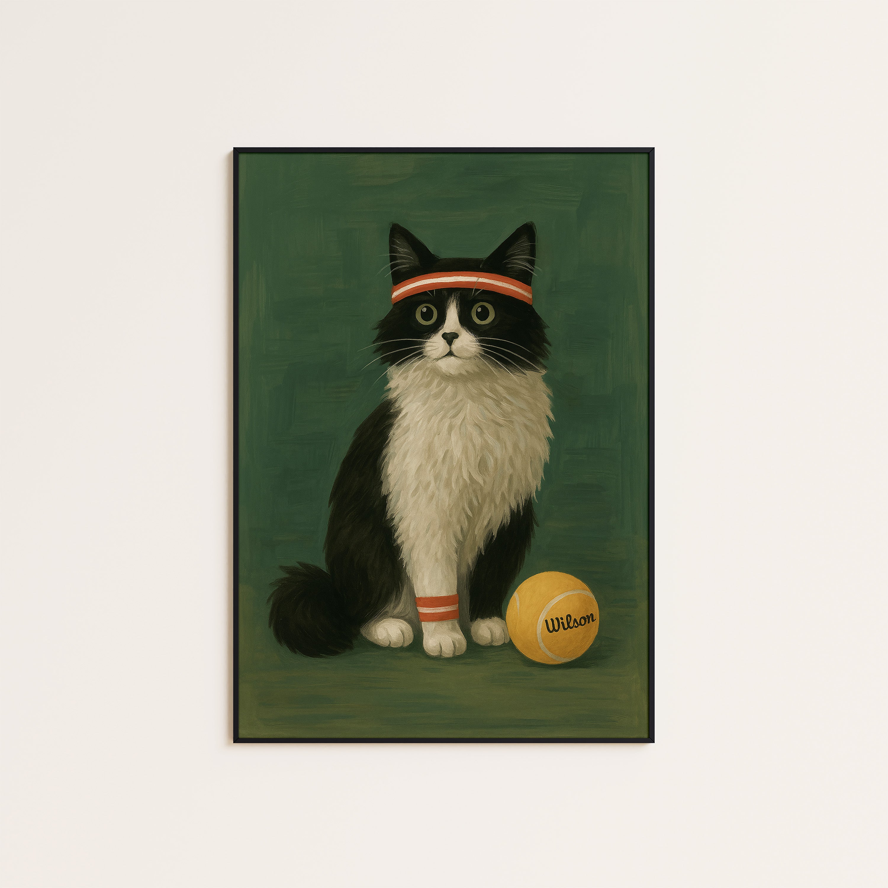 Match Point — Tennis Cat Print – unframed poster